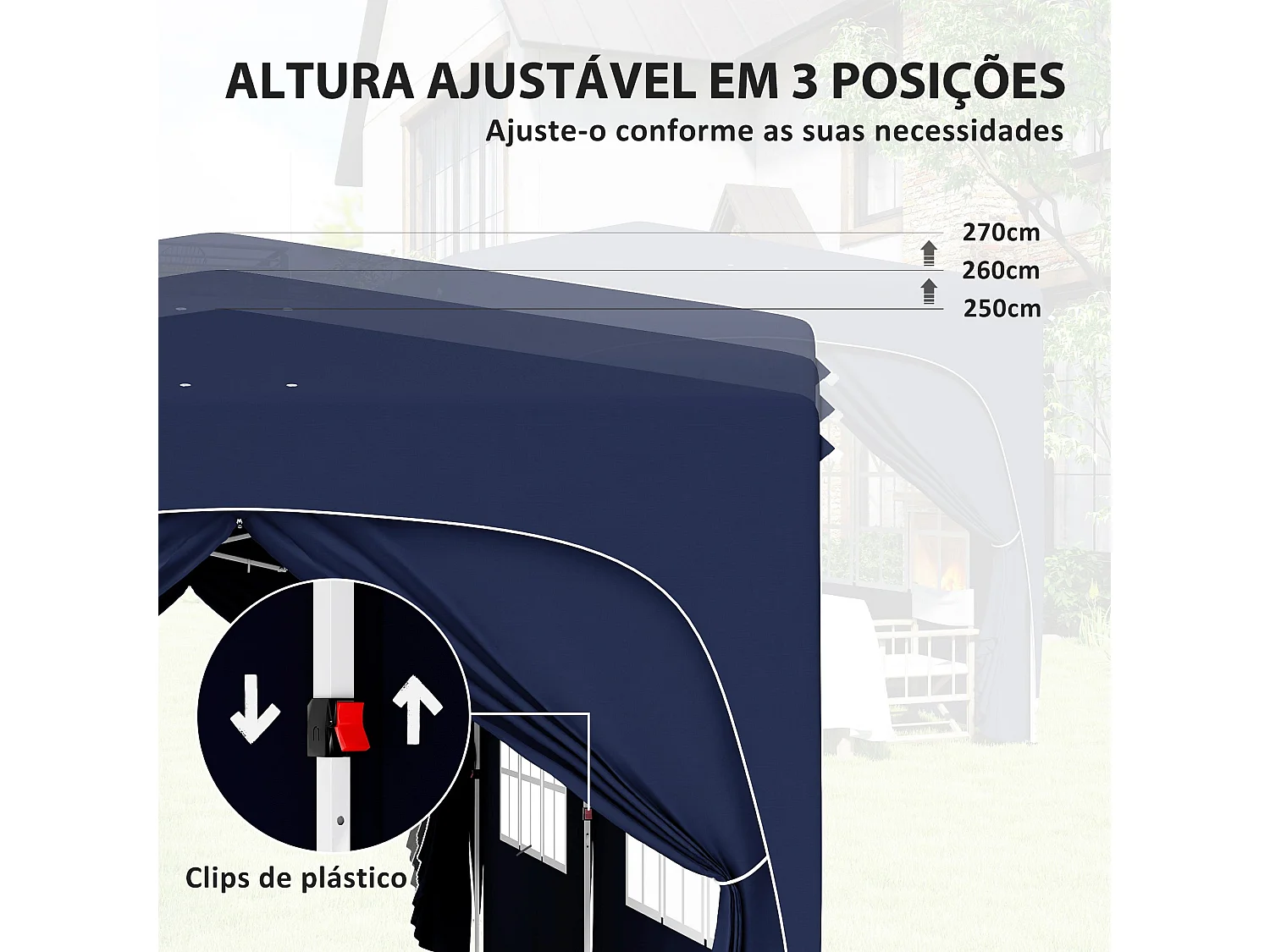 Tenda Dobrável 3x6 m com Painéis Laterais UPF50+ e Altura Ajustável - Ideal para Eventos ao Ar Livre