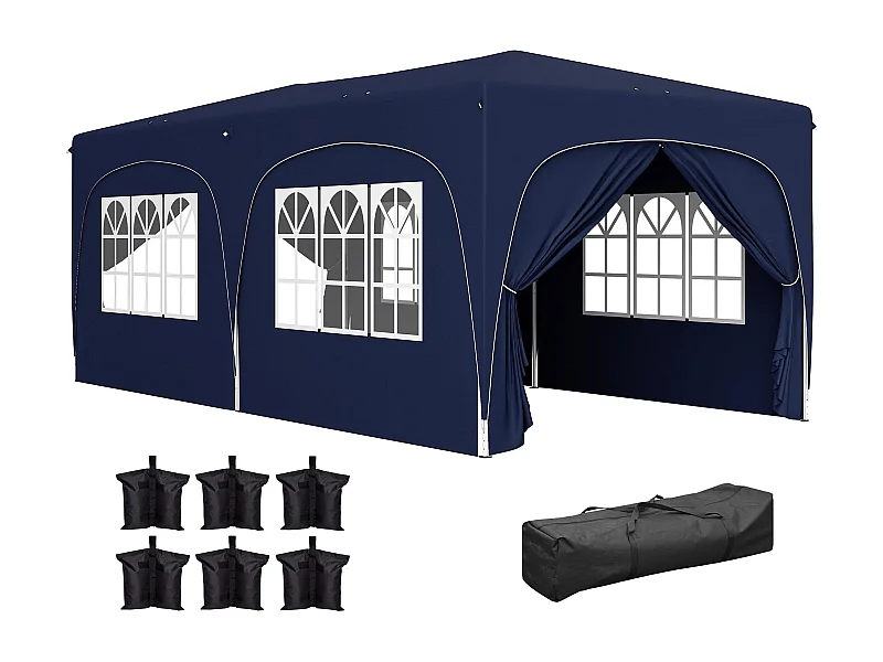 Tenda Dobrável 3x6 m com Painéis Laterais UPF50+ e Altura Ajustável - Ideal para Eventos ao Ar Livre
