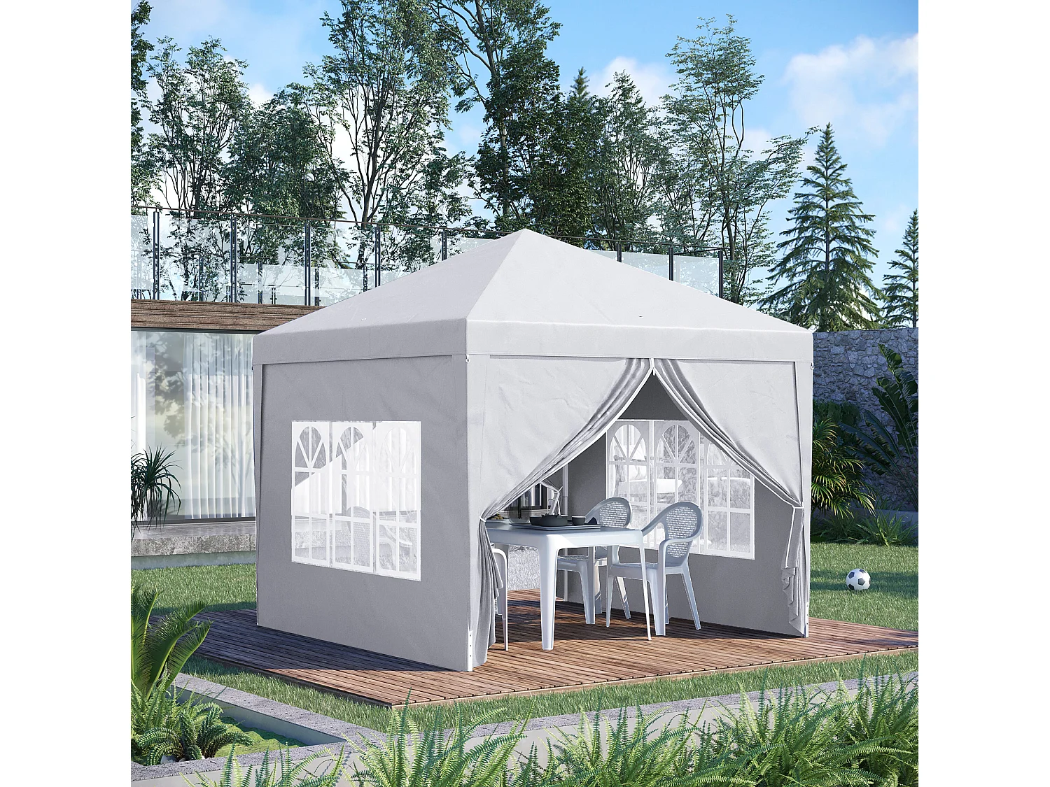 Carpa plegable blanco 295x295x258 cm Outsunny