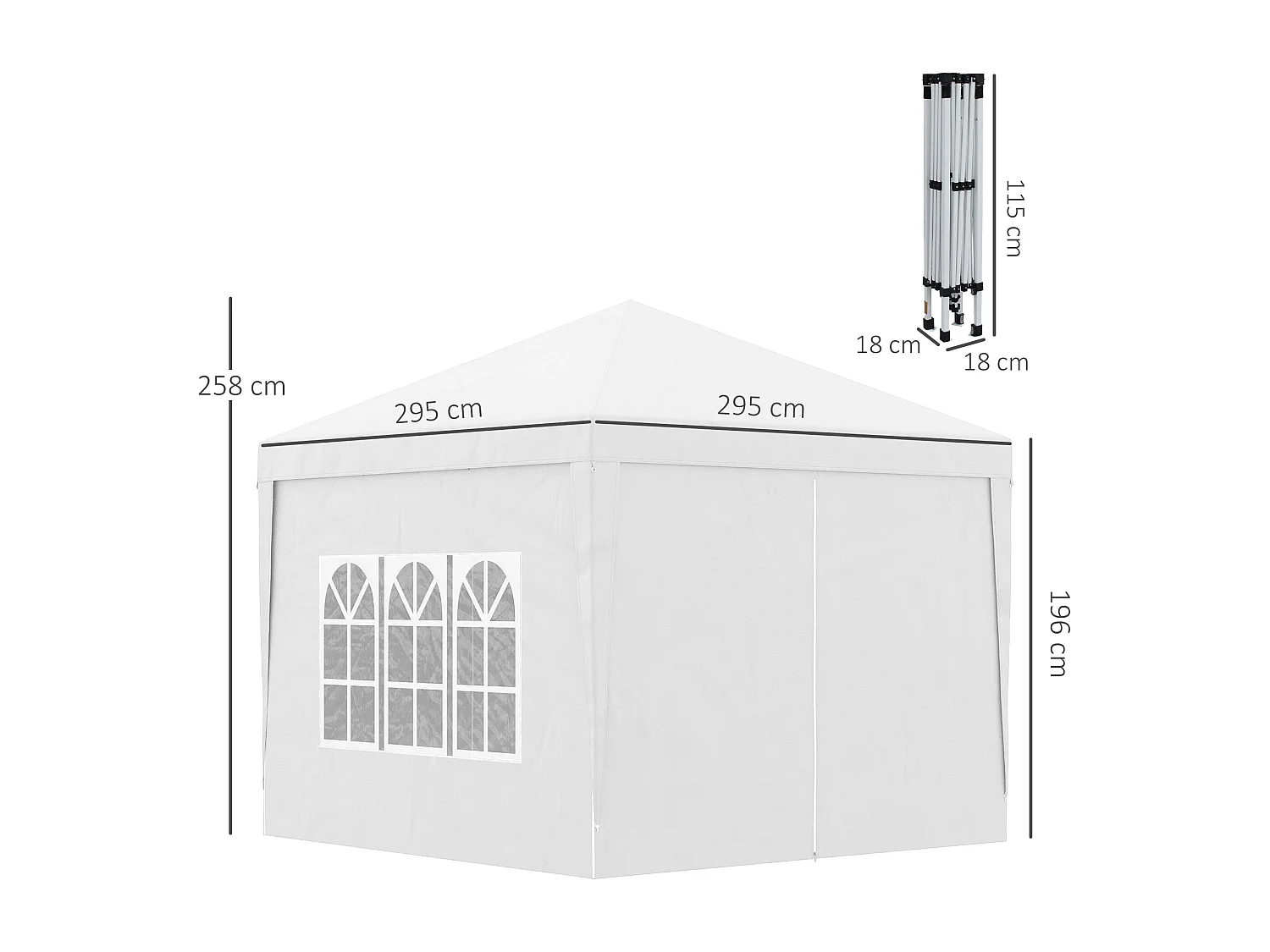Carpa plegable blanco 295x295x258 cm Outsunny