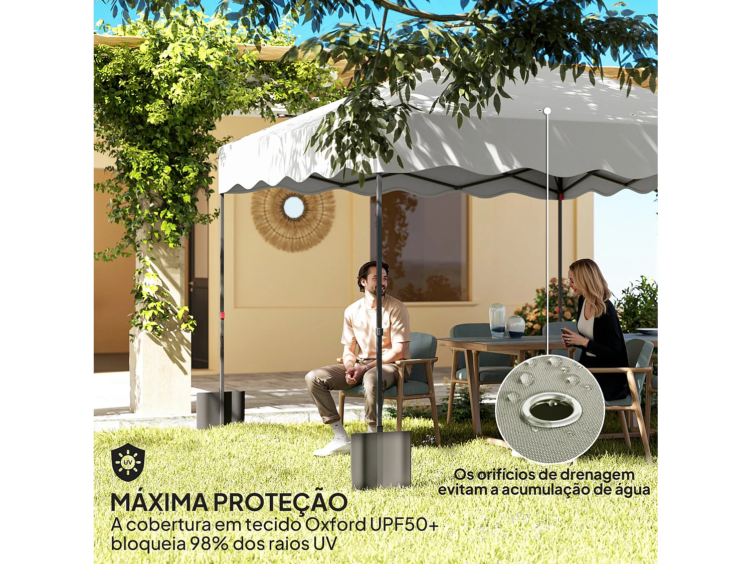 Carpa Gales Outsunny plegable altura ajustable + bolsa gris 287x297x297cm