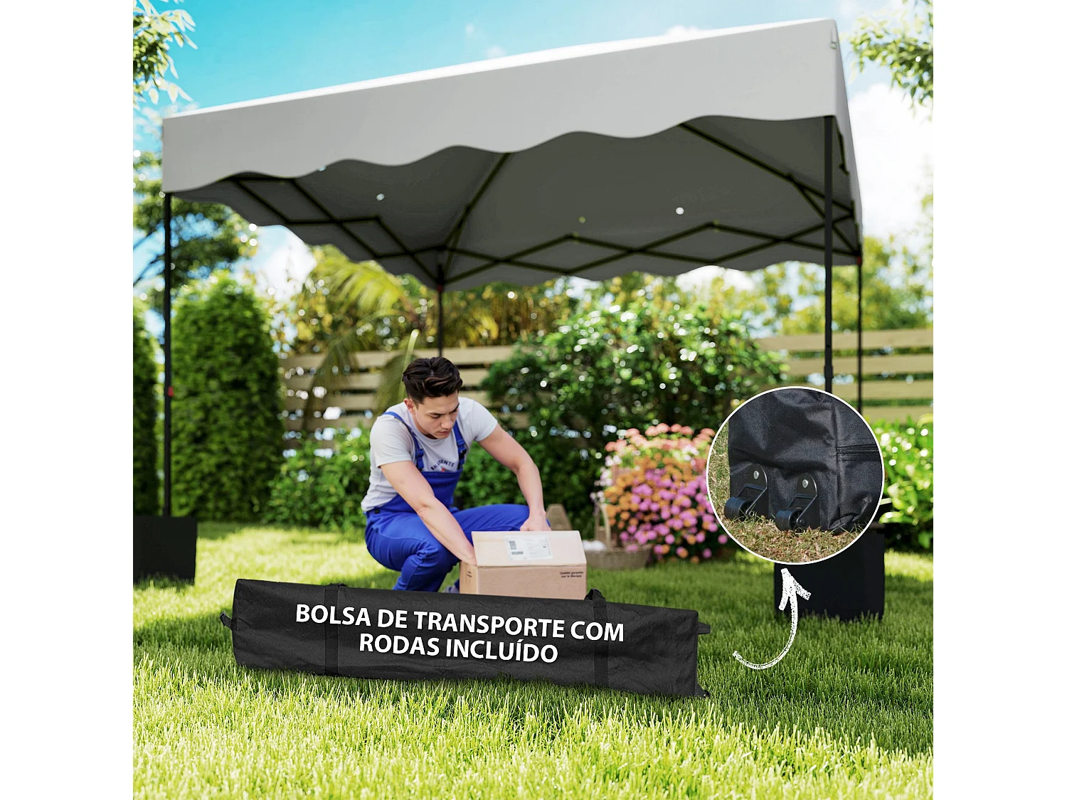 Carpa Gales Outsunny plegable altura ajustable + bolsa gris 287x297x297cm