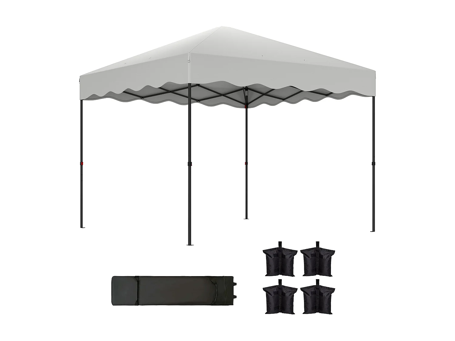 Carpa Gales Outsunny plegable altura ajustable + bolsa gris 287x297x297cm