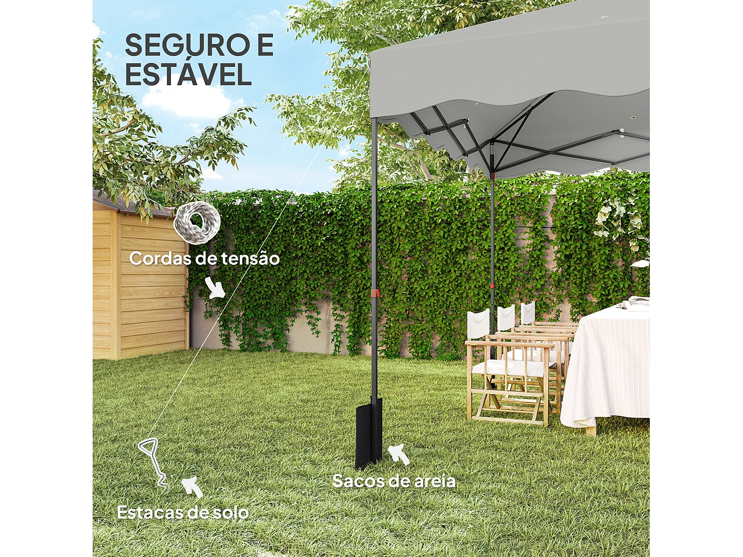 Carpa Gales Outsunny plegable altura ajustable + bolsa gris 287x297x297cm