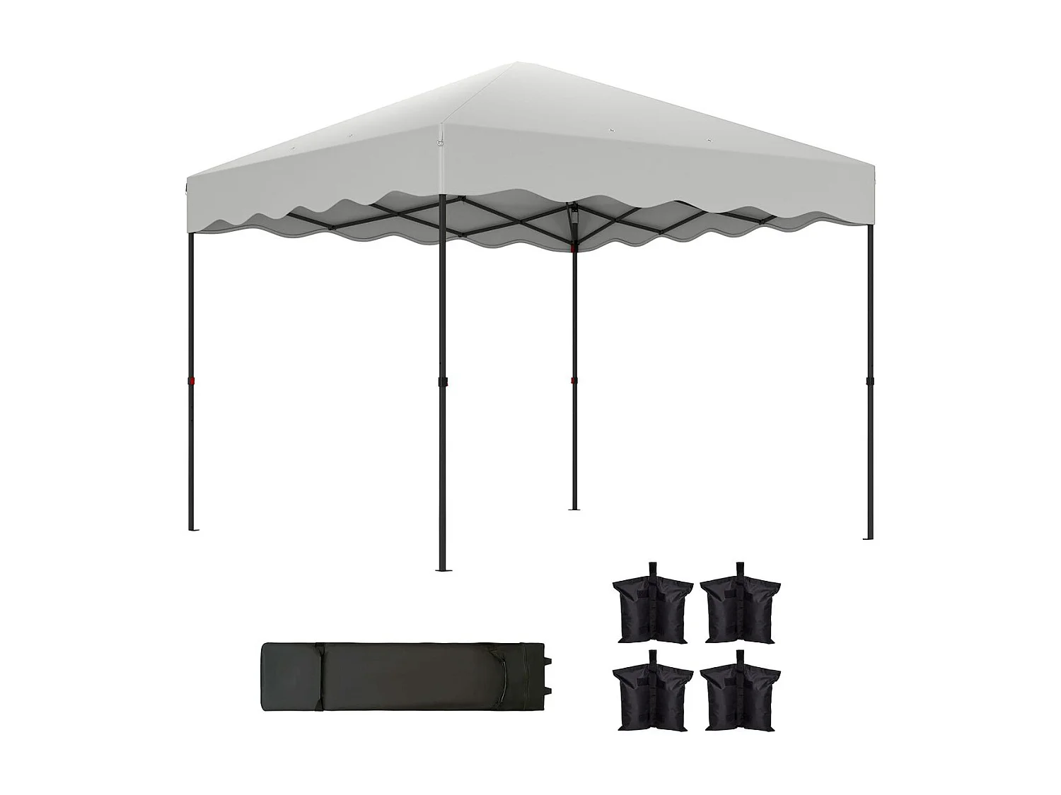 Carpa Gales Outsunny plegable altura ajustable + bolsa gris 287x297x297cm