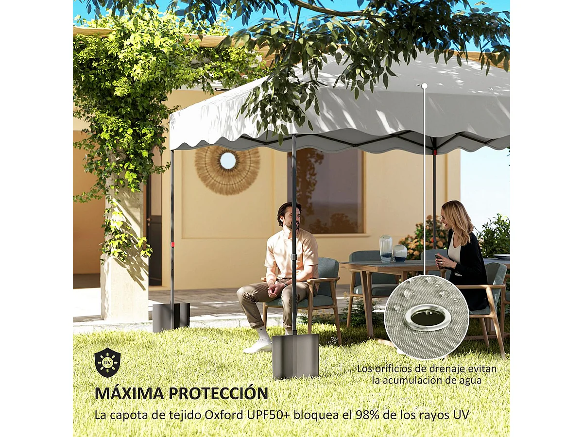 Carpa Gales Outsunny plegable altura ajustable + bolsa gris 287x297x297cm