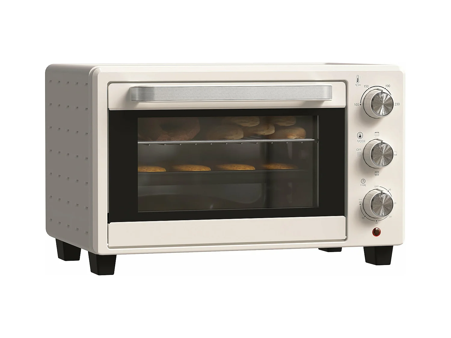 Horno de sobremesa Alec Homcom 1400W 21L 3 modos + temporizador crema 46 cm