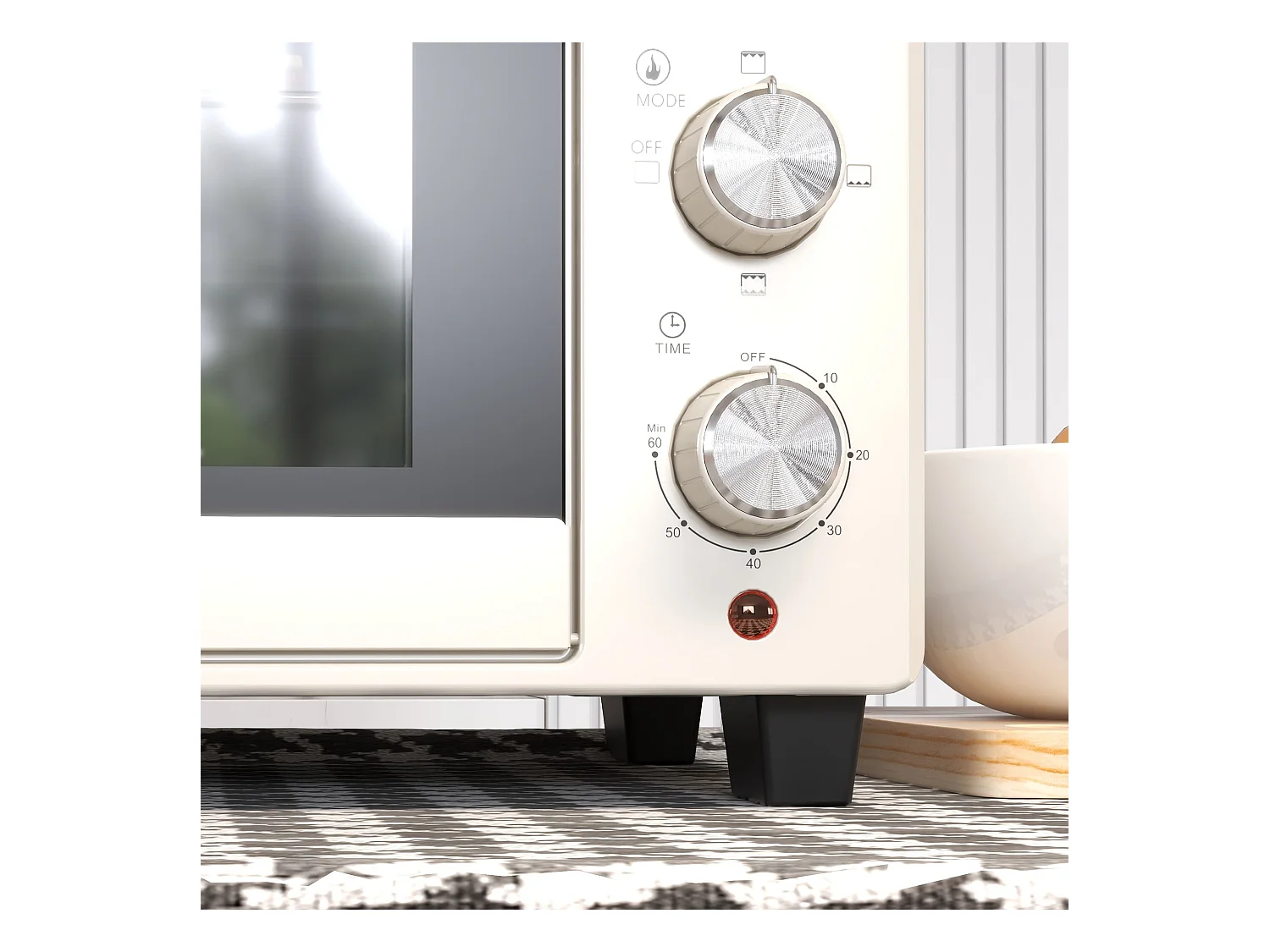 Horno de sobremesa Alec Homcom 1400W 21L 3 modos + temporizador crema 46 cm