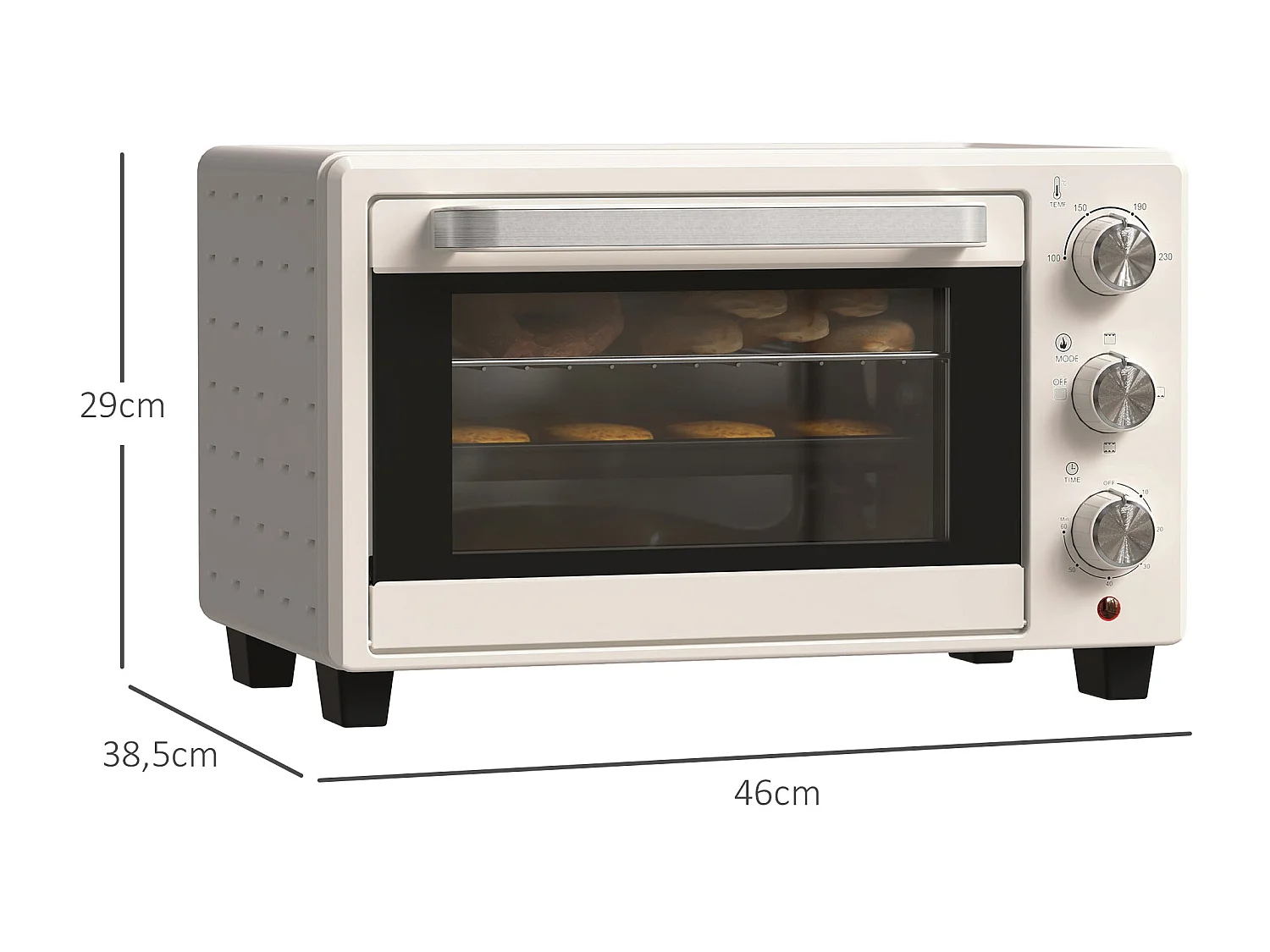 Mini Forno Elétrico 21L com Temporizador e Temperatura Ajustável até 230℃