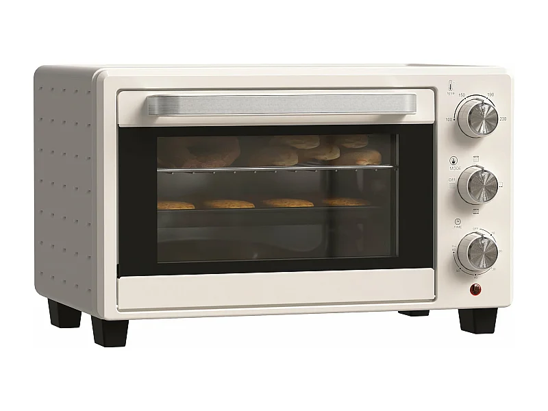 Horno de sobremesa Alec Homcom 1400W 21L 3 modos + temporizador crema 46 cm