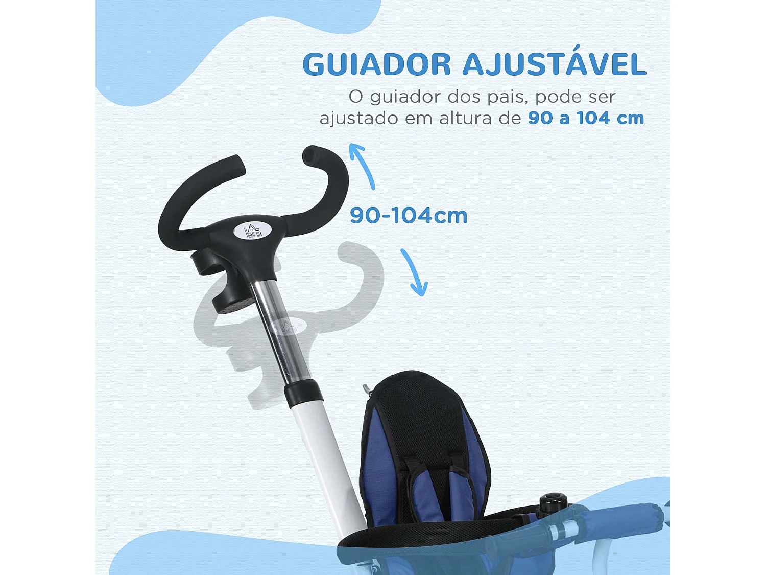 Triciclo Evolutivo Dobrável para Bebés com Capota e Cinto de Segurança - Ideal para Crianças de 12 a 60 Meses