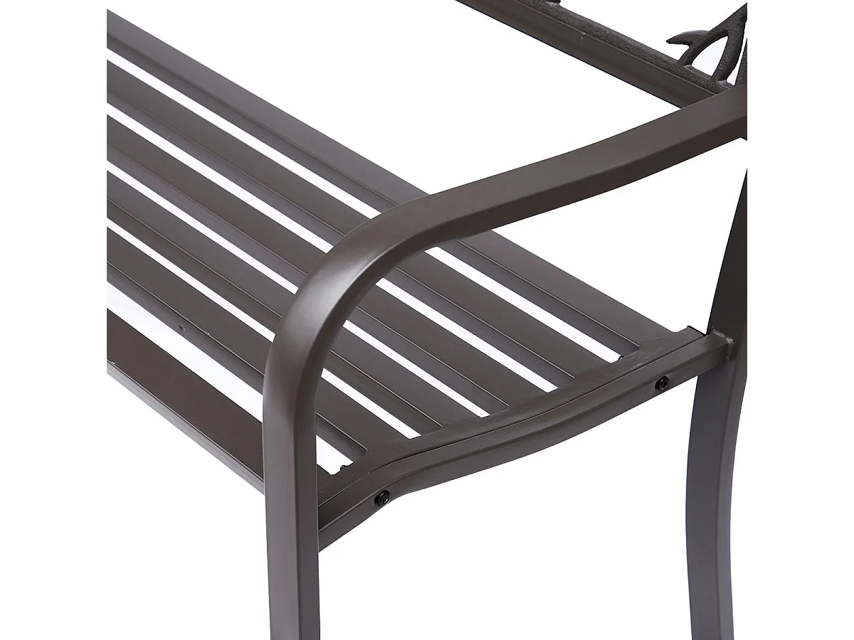 Banco de jardín Road Outsunny respaldo + reposabrazos marrón 240kg 85x127x60 cm