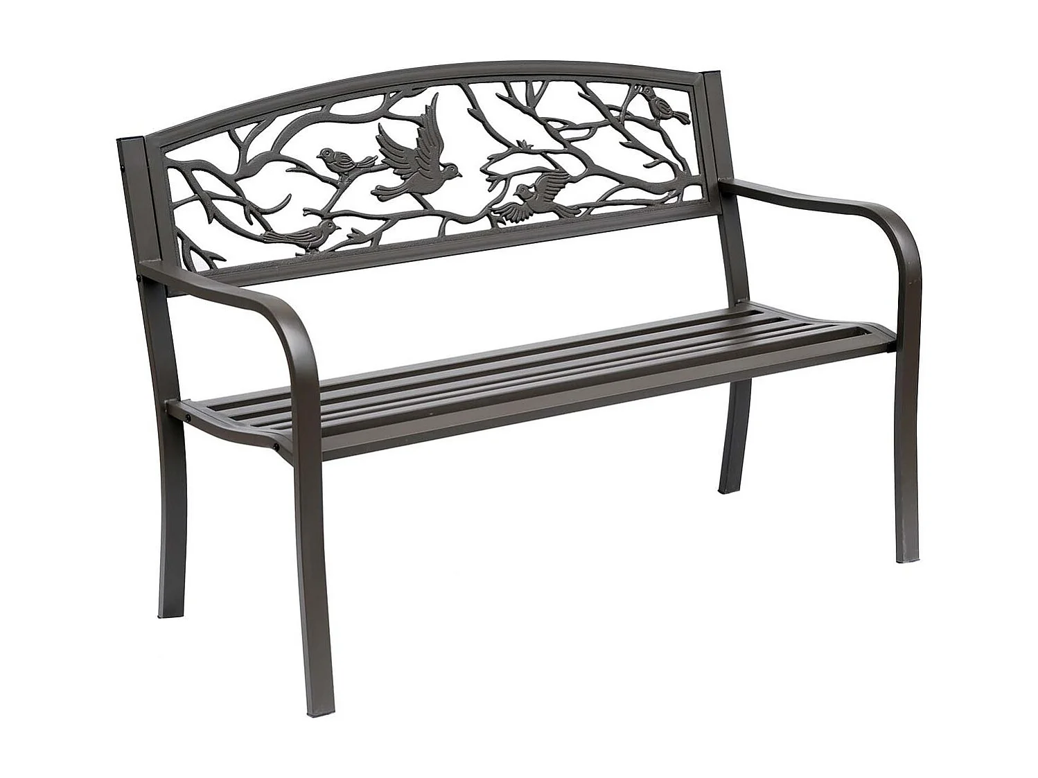 Banco de jardín Road Outsunny respaldo + reposabrazos marrón 240kg 85x127x60 cm