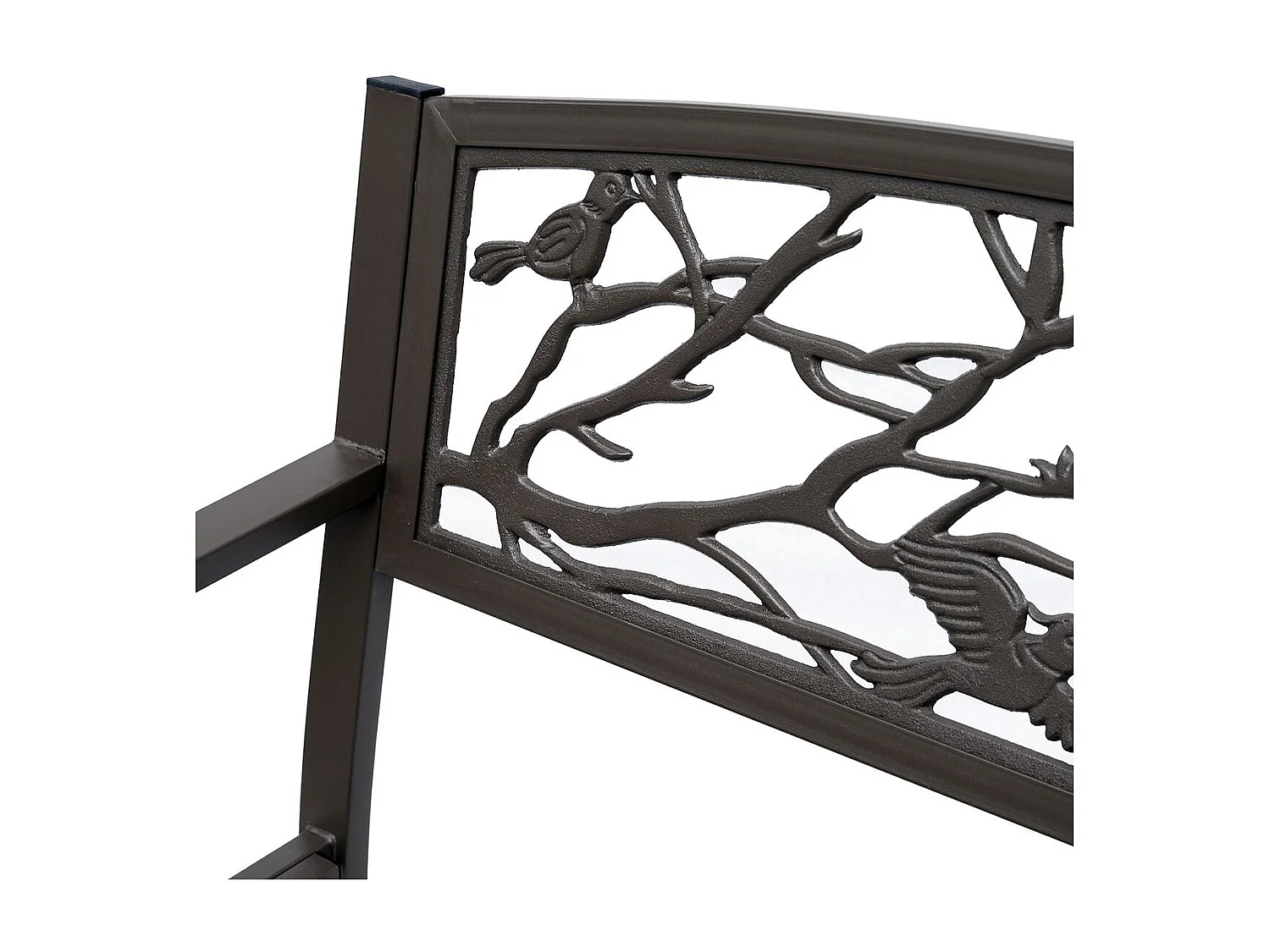 Banco de Jardim de Aço com Encosto e Braços para Exterior - Elegância e Conforto em Marrom Escuro