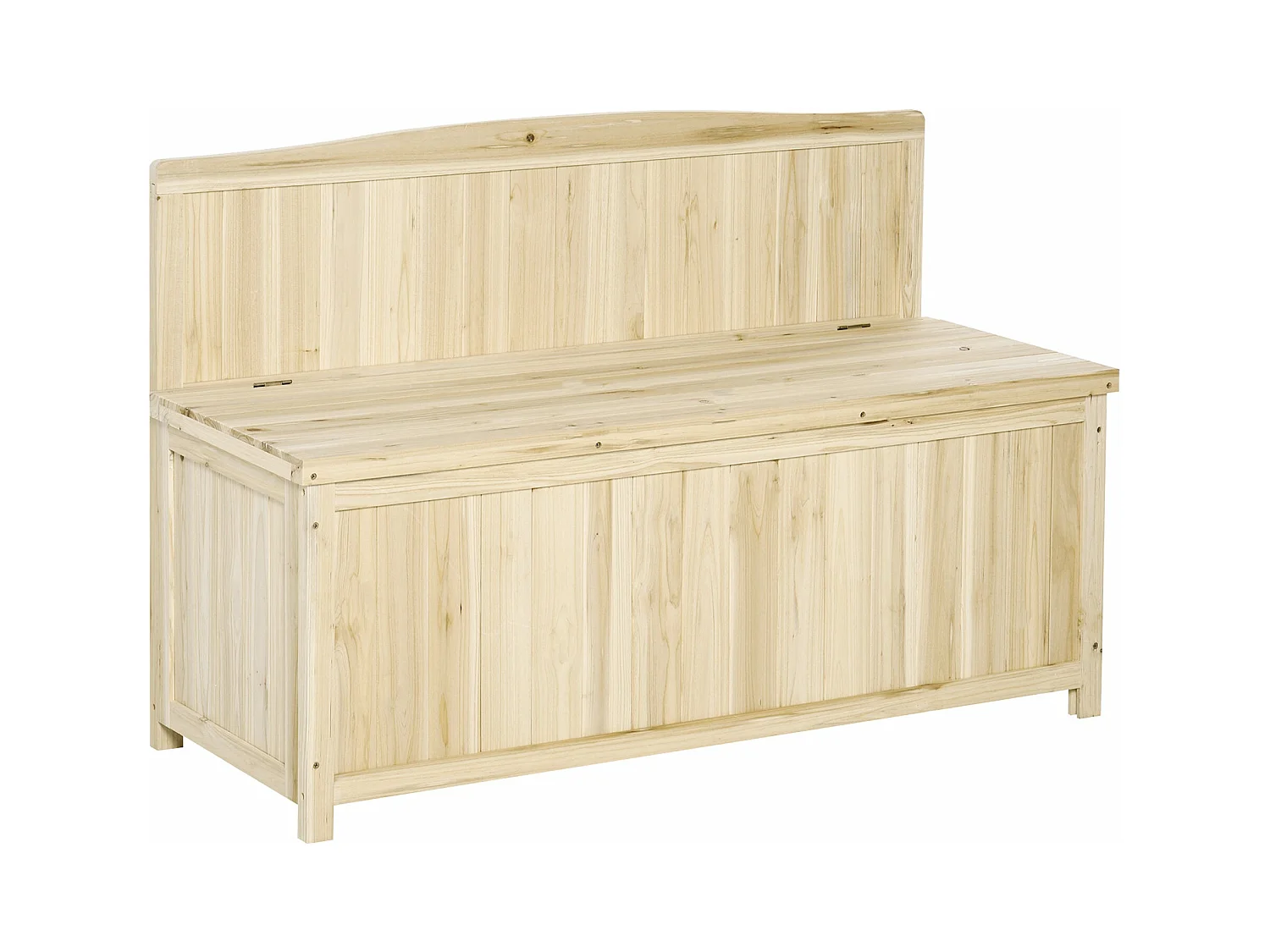 Banco de Jardim de Madeira com Armazenamento e Encosto para Exterior - 250 kg - 115x45x75 cm Natural