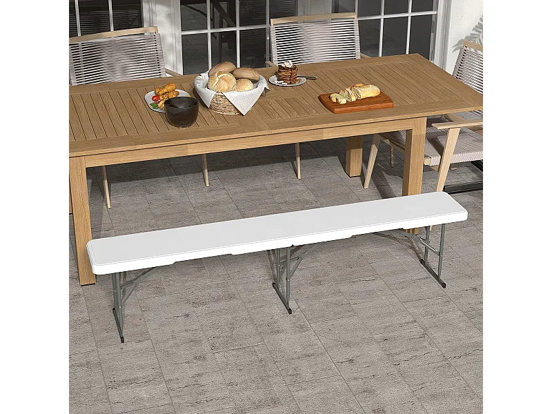 Banco de jardín Outsunny plegable hasta 360kg negro 43x183x28 cm