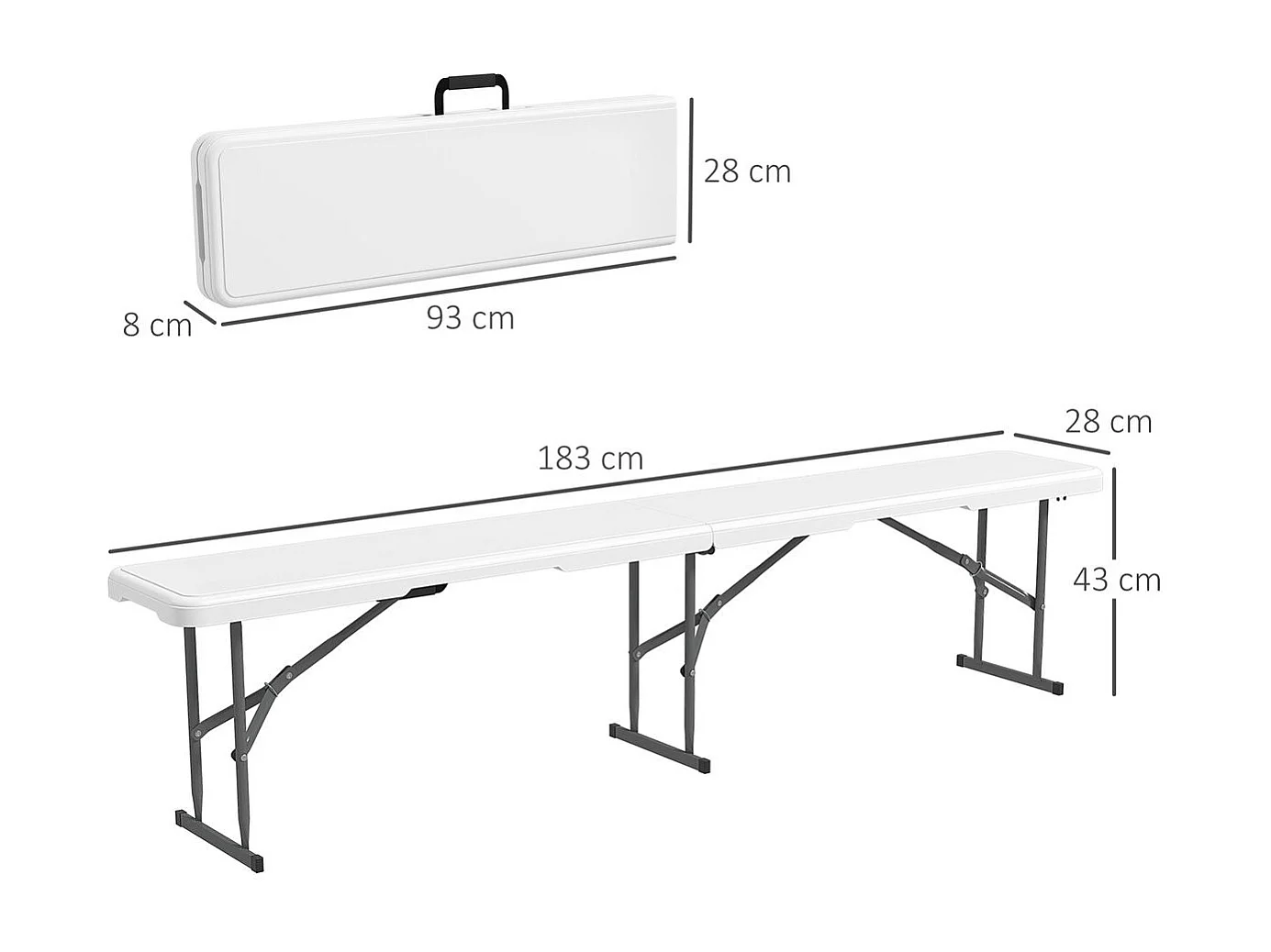 Banco de Jardim Dobrável de 3 Lugares com Estrutura de Aço para Exteriores e Interiores