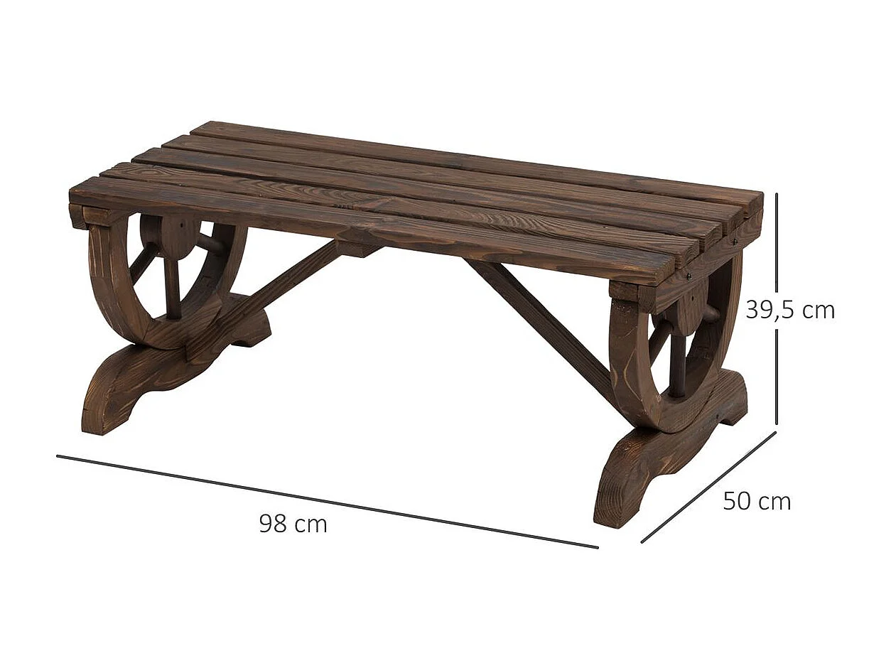 Banco de Jardim Rústico para 2 Pessoas com Rodas Decorativas - Ideal para Pátios e Varandas