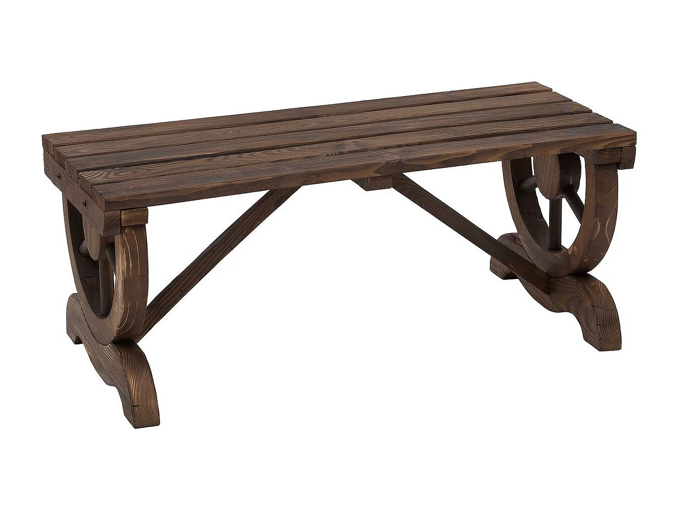 Banco de Jardim Rústico para 2 Pessoas com Rodas Decorativas - Ideal para Pátios e Varandas