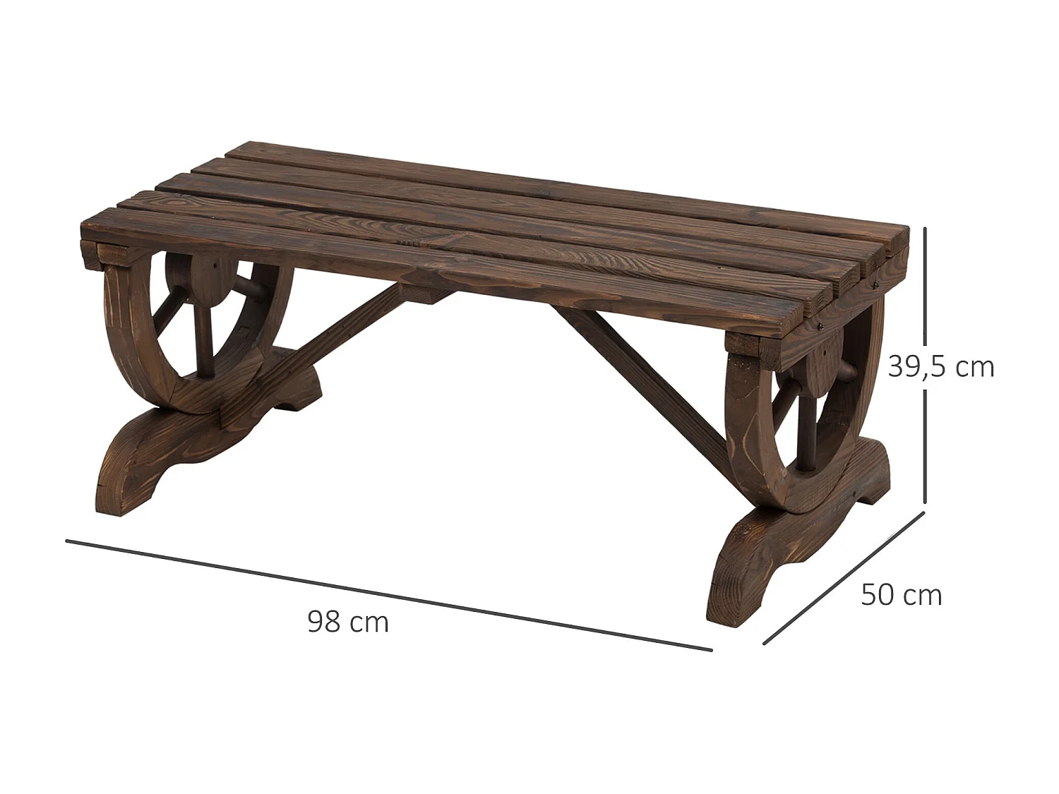 Banco de jardín Garten Outsunny 2 plazas madera de abeto 39,5x98x50 cm