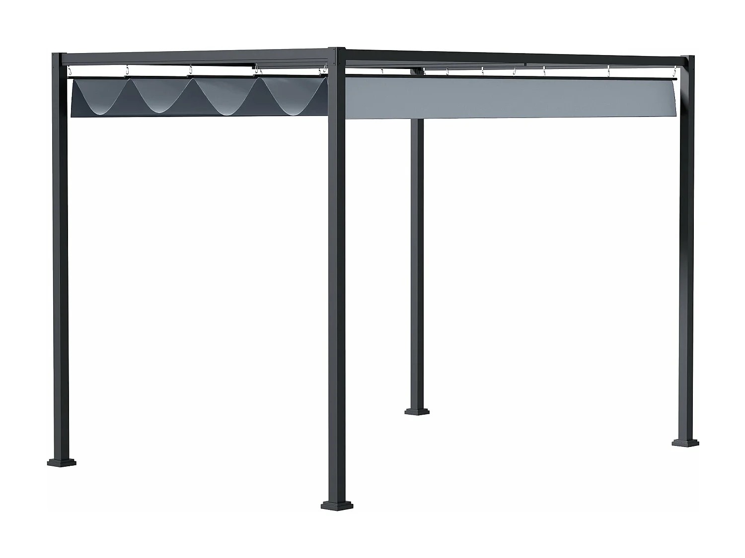 Pérgola Windsor Cinza Escuro com Teto Retrátil – 400x300x222 cm para Jardim e Terraço