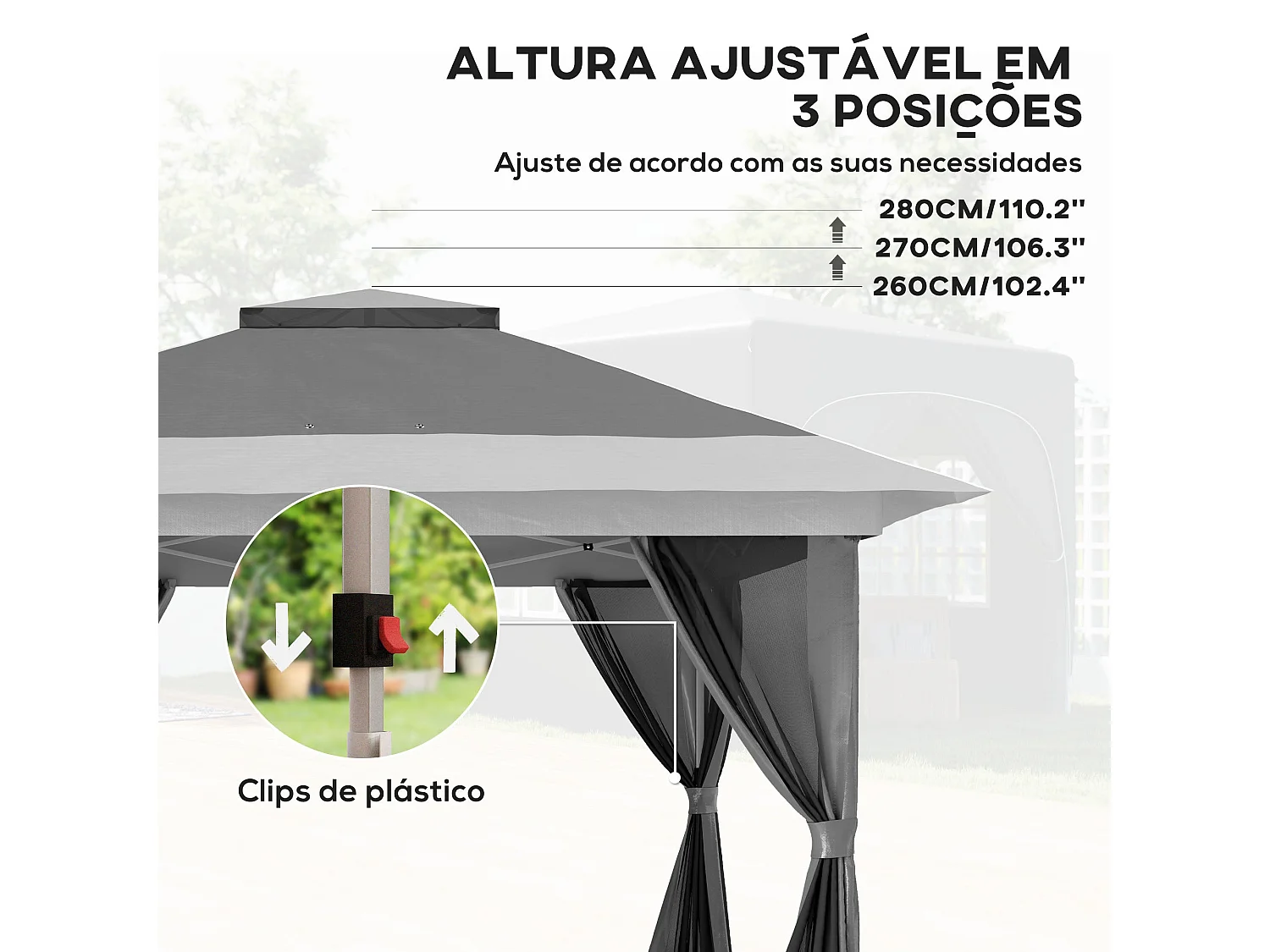 Pérgola Dobrável 356x356x280 cm com Paredes Laterais Removíveis e Proteção UV para Festas e Campismo