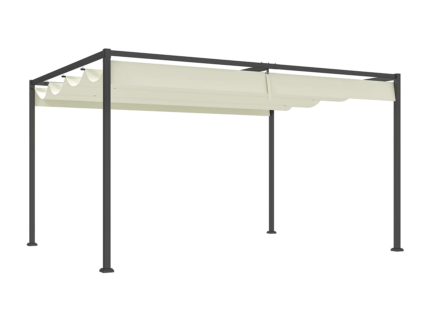 Pérgola Retrátil Madrid 400x300cm com Teto Poliéster Anti-UV em Creme