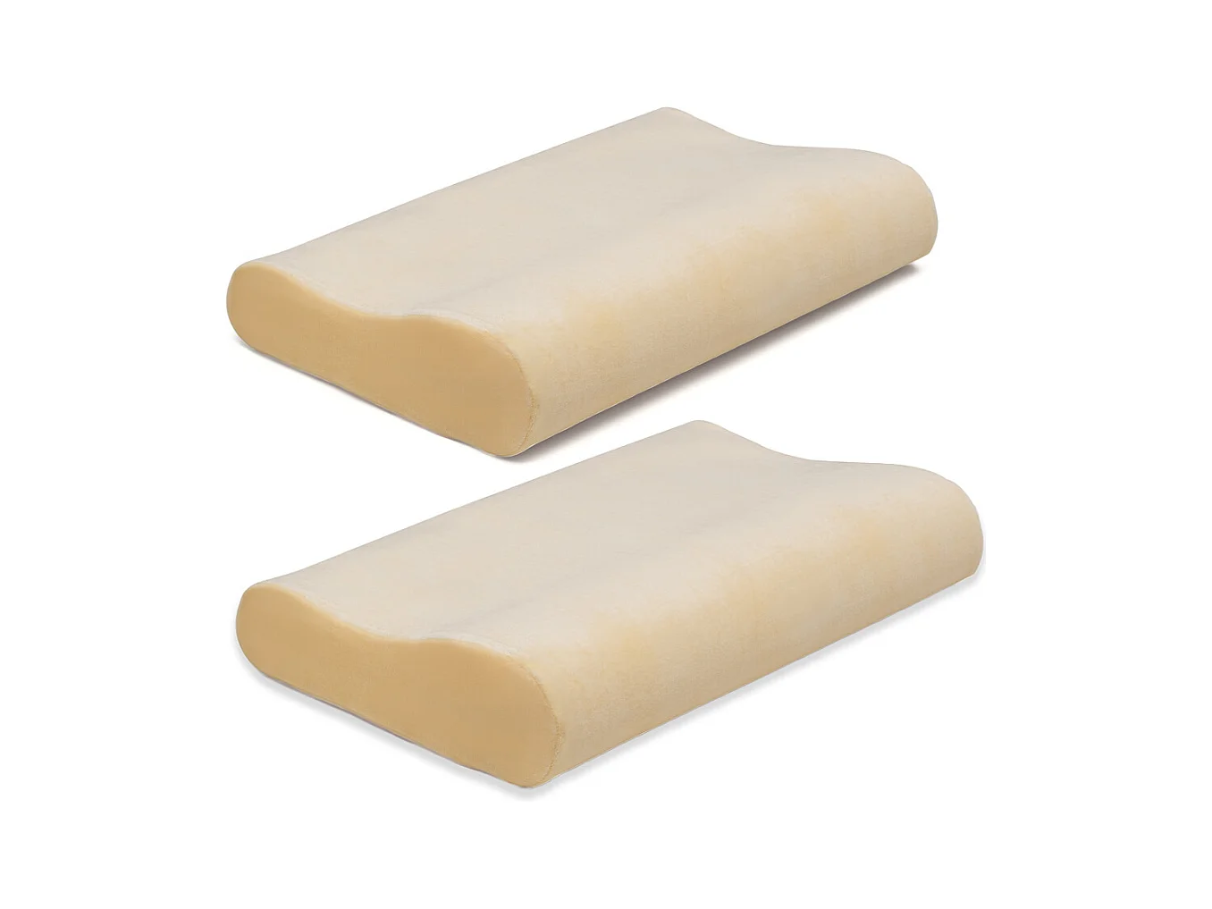 Oreiller cervical ergonomique recommandé pour les dormeurs latéraux. Lot de 2. 33 x 50 x 6 cm du côté le plus bas et 9 cm du côté le plus haut.  Lot de 2.