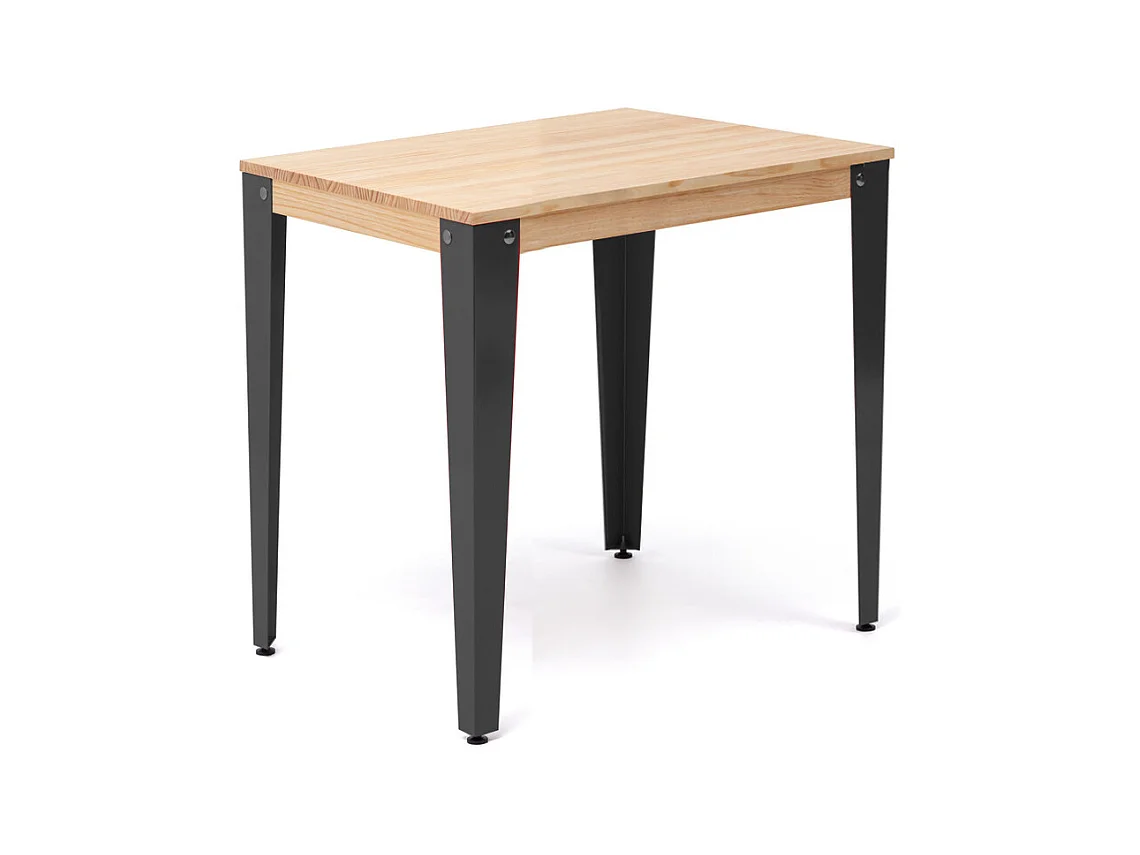 Lunds Quadratischer Esstisch 90x90x75cm  Schwarz, Massives Kiefernholz mit natürliches Finish, Scandinavisher Stil,  Box Furniture
