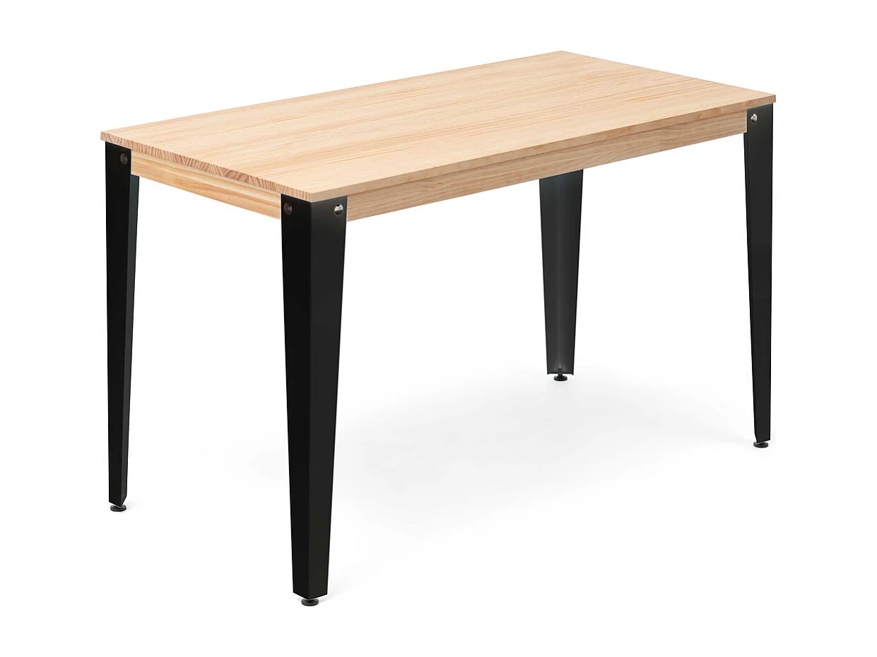 Mesa Lunds 110x90x75cm Negra en madera maciza de pino acabado natural estilo nórdico industrial Box Furniture