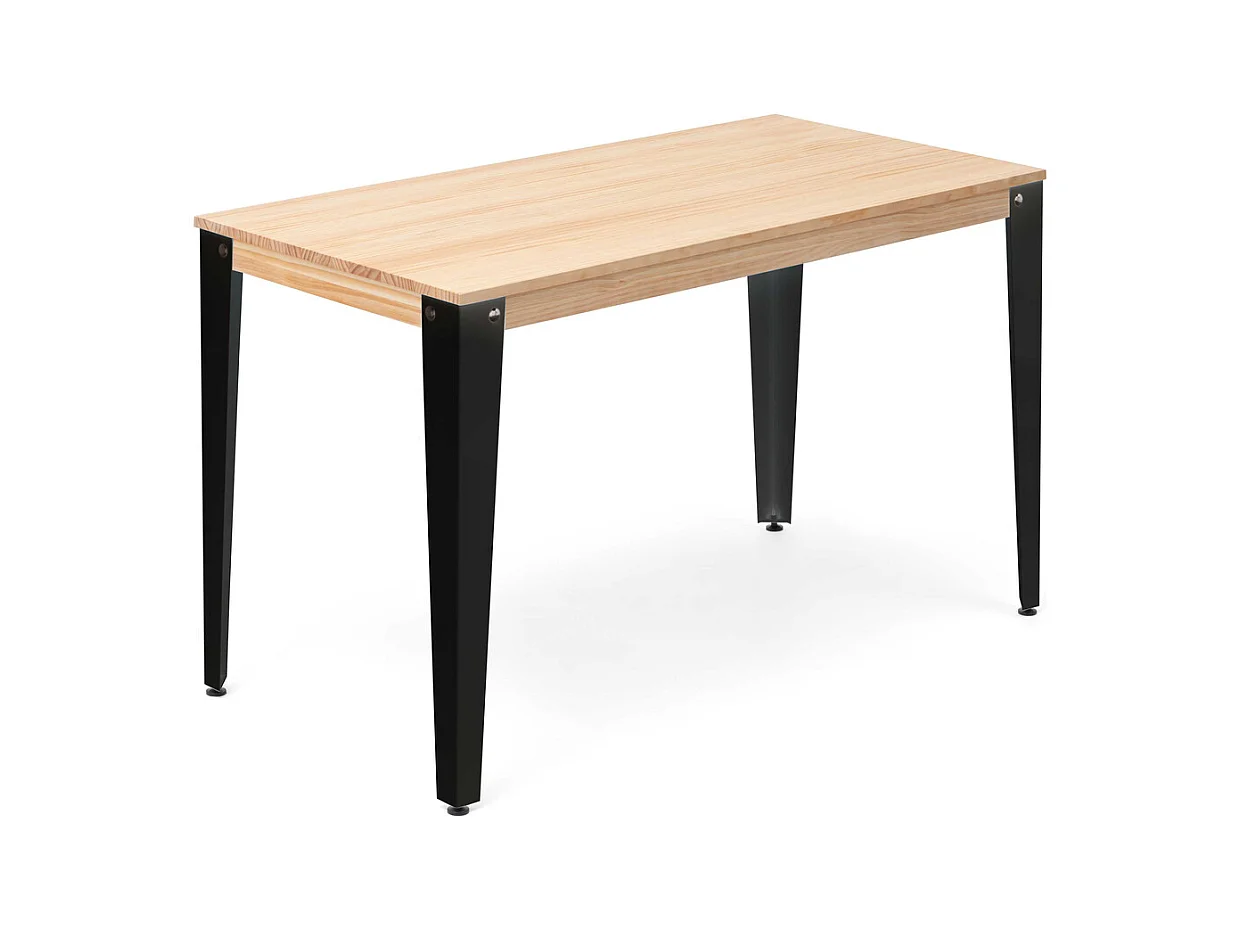 Table Salle à Manger Lunds  60x100x75cm  Noir-Naturel. Box Furniture