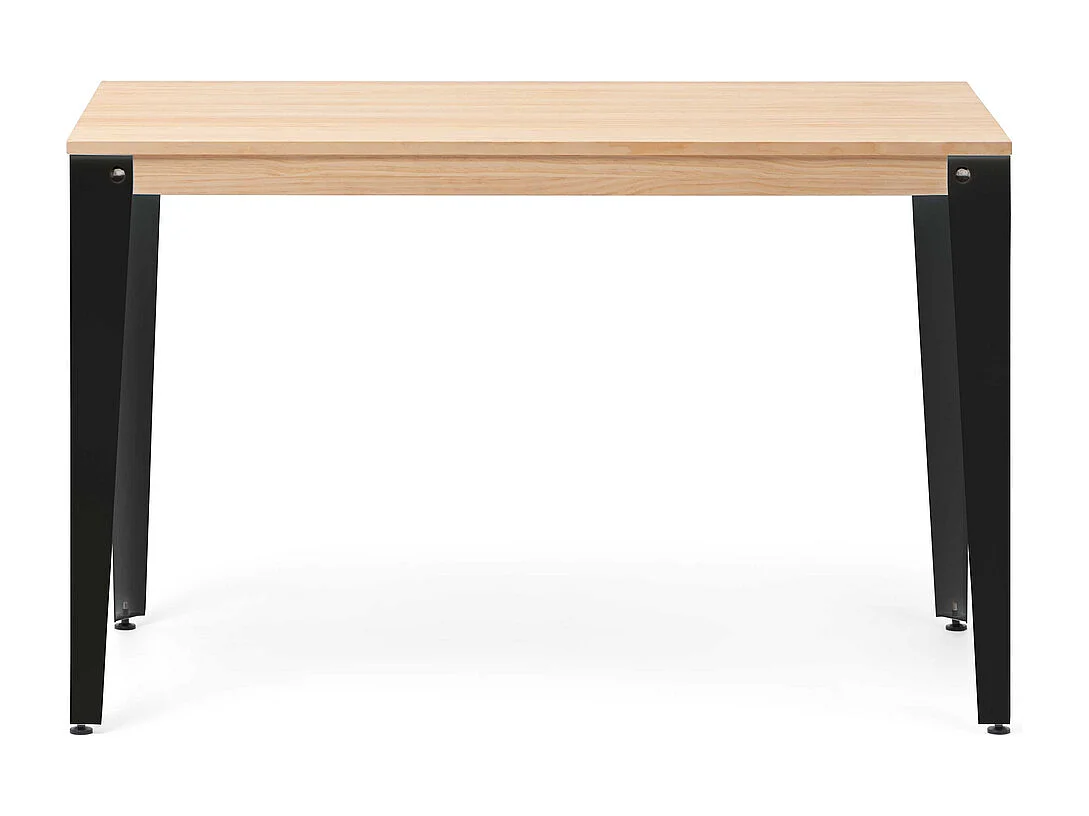 Mesa Lunds 100x60x75cm Negra en madera maciza de pino acabado natural estilo nórdico industrial Box Furniture