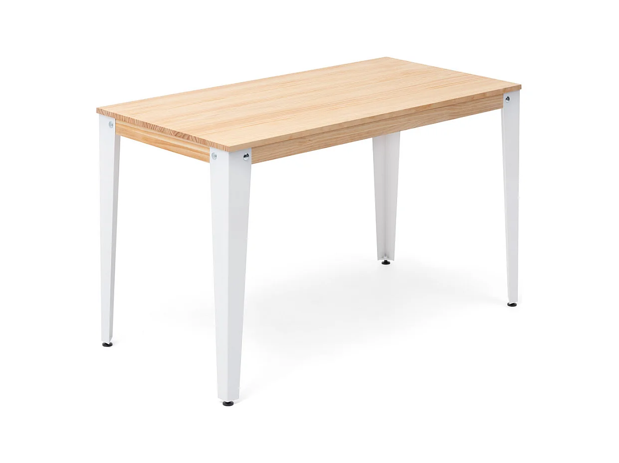 Mesa Lunds Estudio 180x60x75cm Blanca madera acabado natural estilo nórdico industrial Box Furniture
