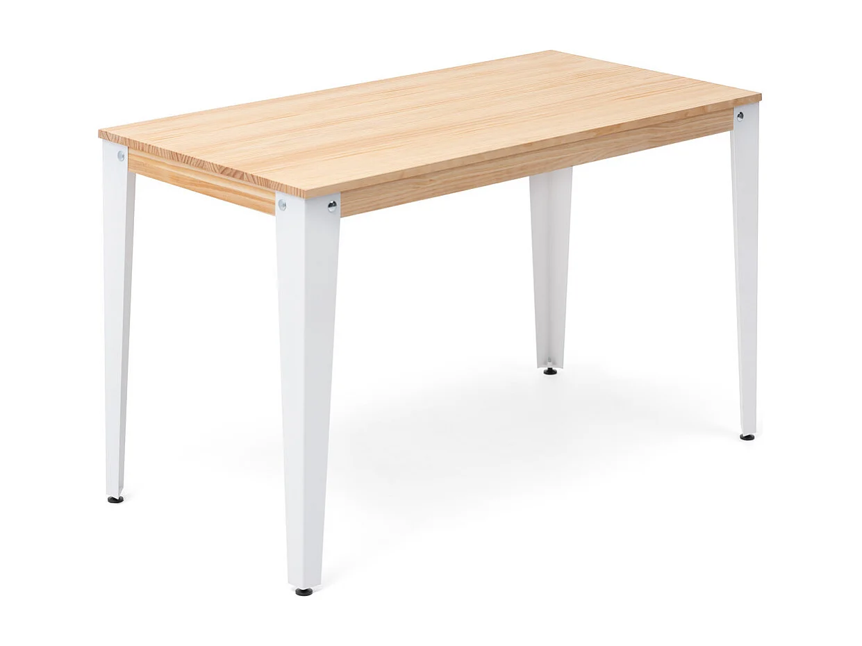 Mesa Lunds Estudio 180x60x75cm Blanca madera acabado natural estilo nórdico industrial Box Furniture