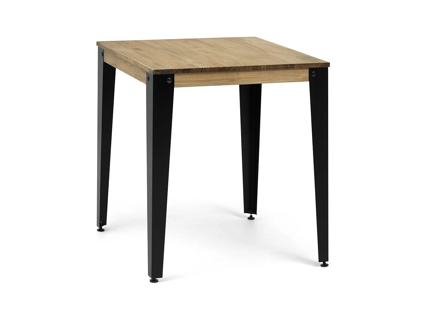 Lunds Quadratischer Esstisch 100x100x75cm  Schwarz, Massives Kiefernholz mit Antik-Effekt- Finish, Industriestil, Box Furniture