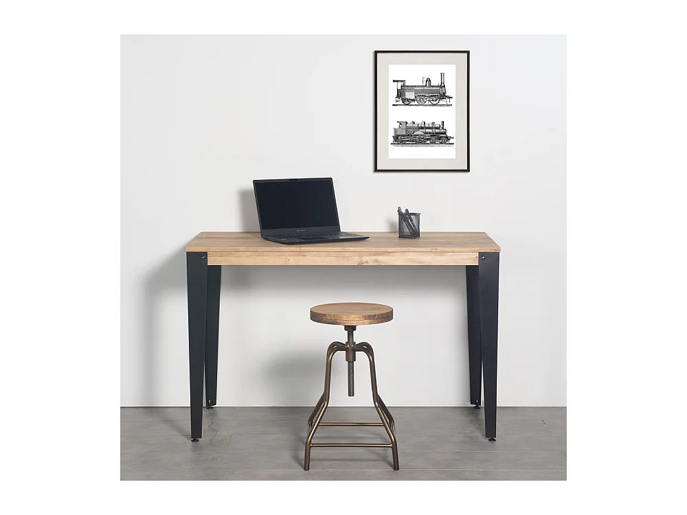 Table Salle à Manger Lunds 60x160x75 Noir-Vieilli. Box Furniture