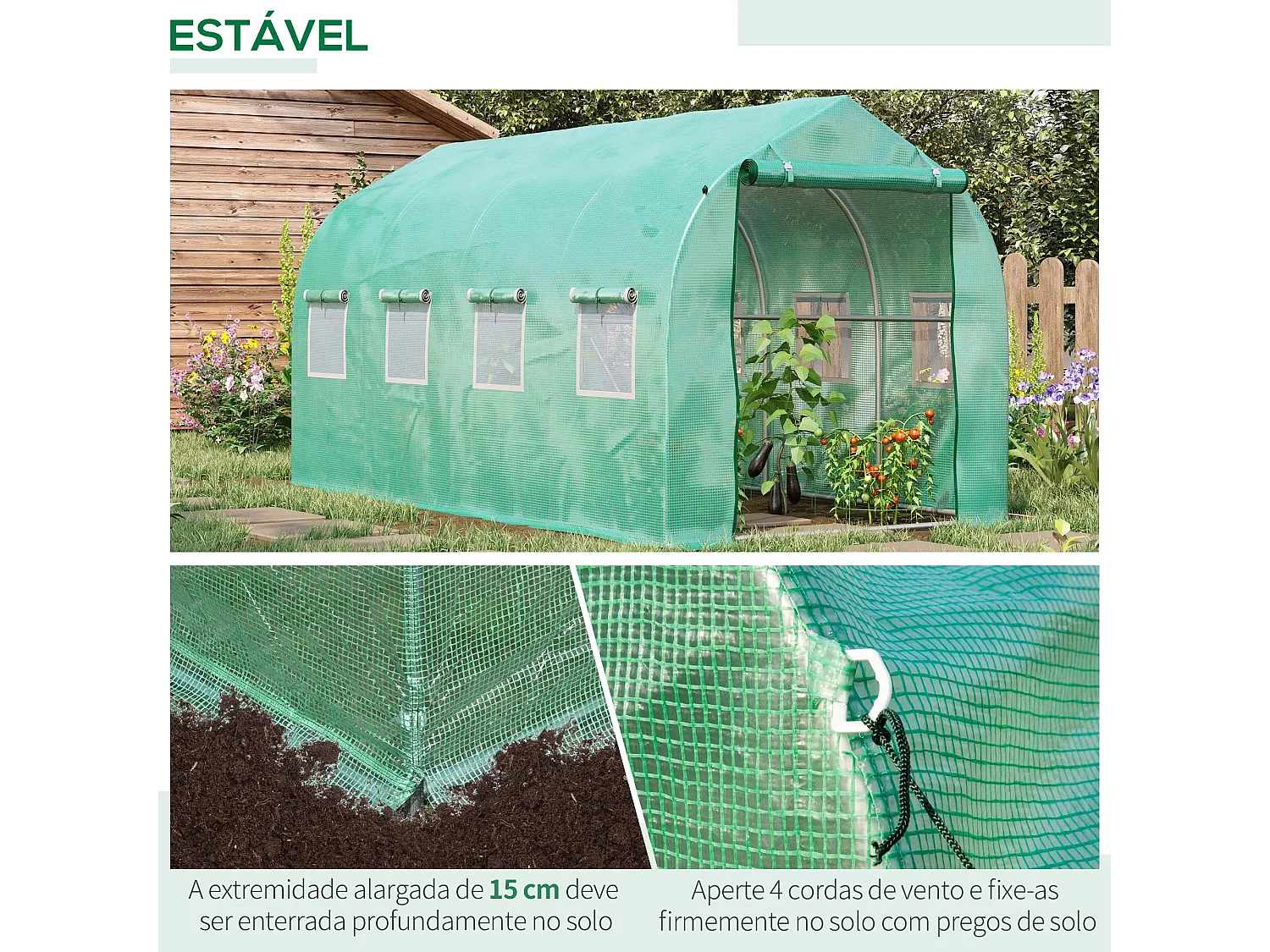 Estufa Túnel Faro Grande 400x200x200 cm com 8 Janelas de Ventilação