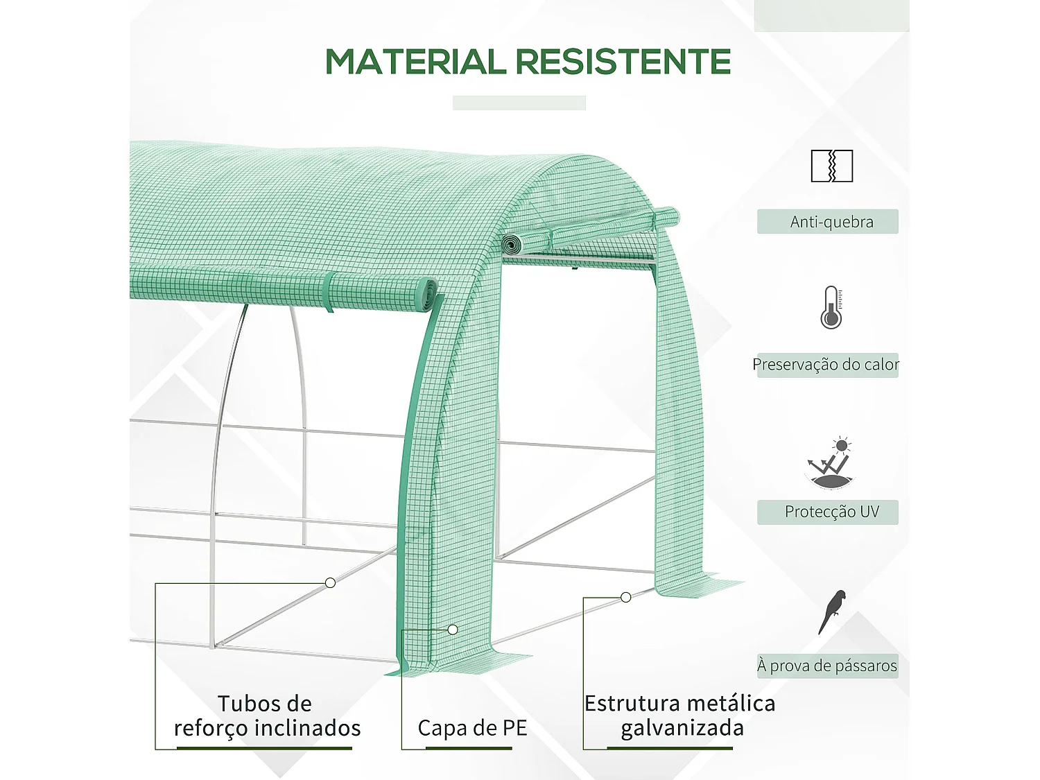 Estufa de Jardim Túnel 397x300x200 cm com Ventilação e Estrutura de Aço Galvanizado
