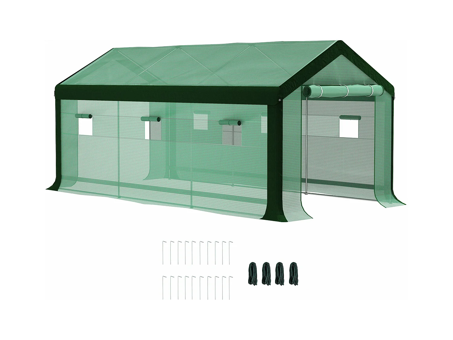 Estufa Tipo Túnel 6x3x2,8m com 6 Janelas e 2 Portas Enroláveis para Jardim e Pátio