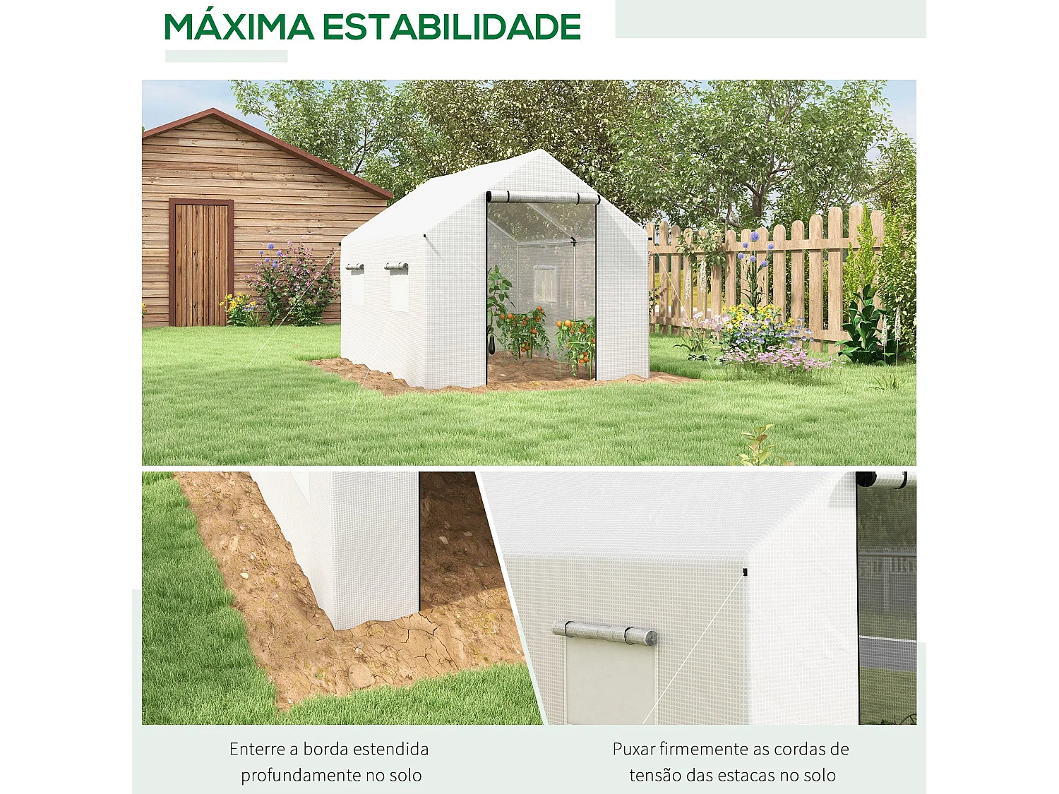 Estufa de Jardim em Aço e PE com Janelas e Porta – Ideal para Cultivo de Plantas e Flores