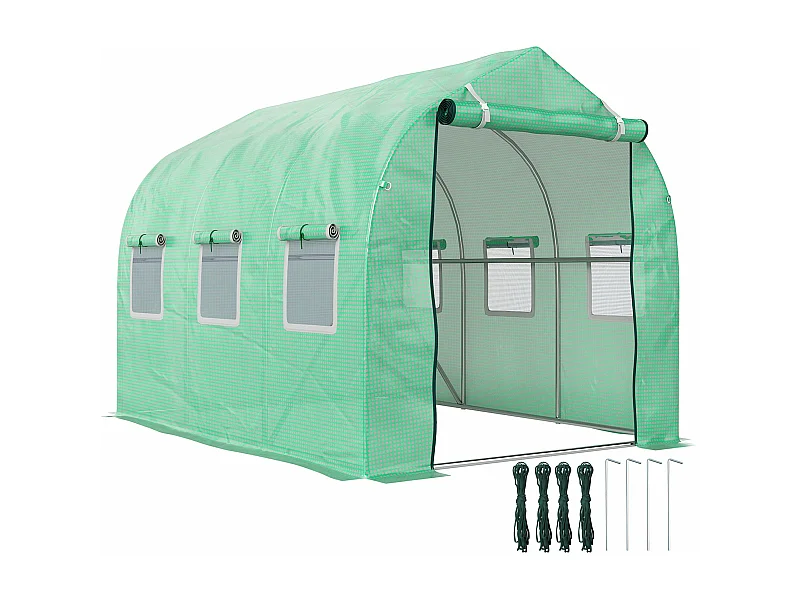 Estufa Túnel 3x2x2 m para Cultivo de Plantas com 6 Janelas e Porta de Acesso