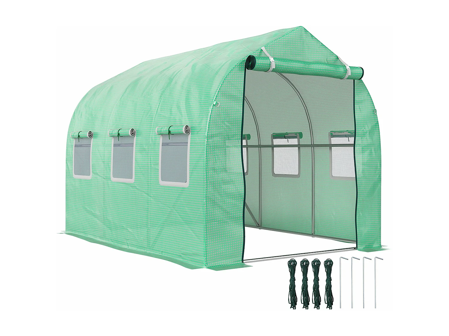 Estufa Túnel 3x2x2 m para Cultivo de Plantas com 6 Janelas e Porta de Acesso