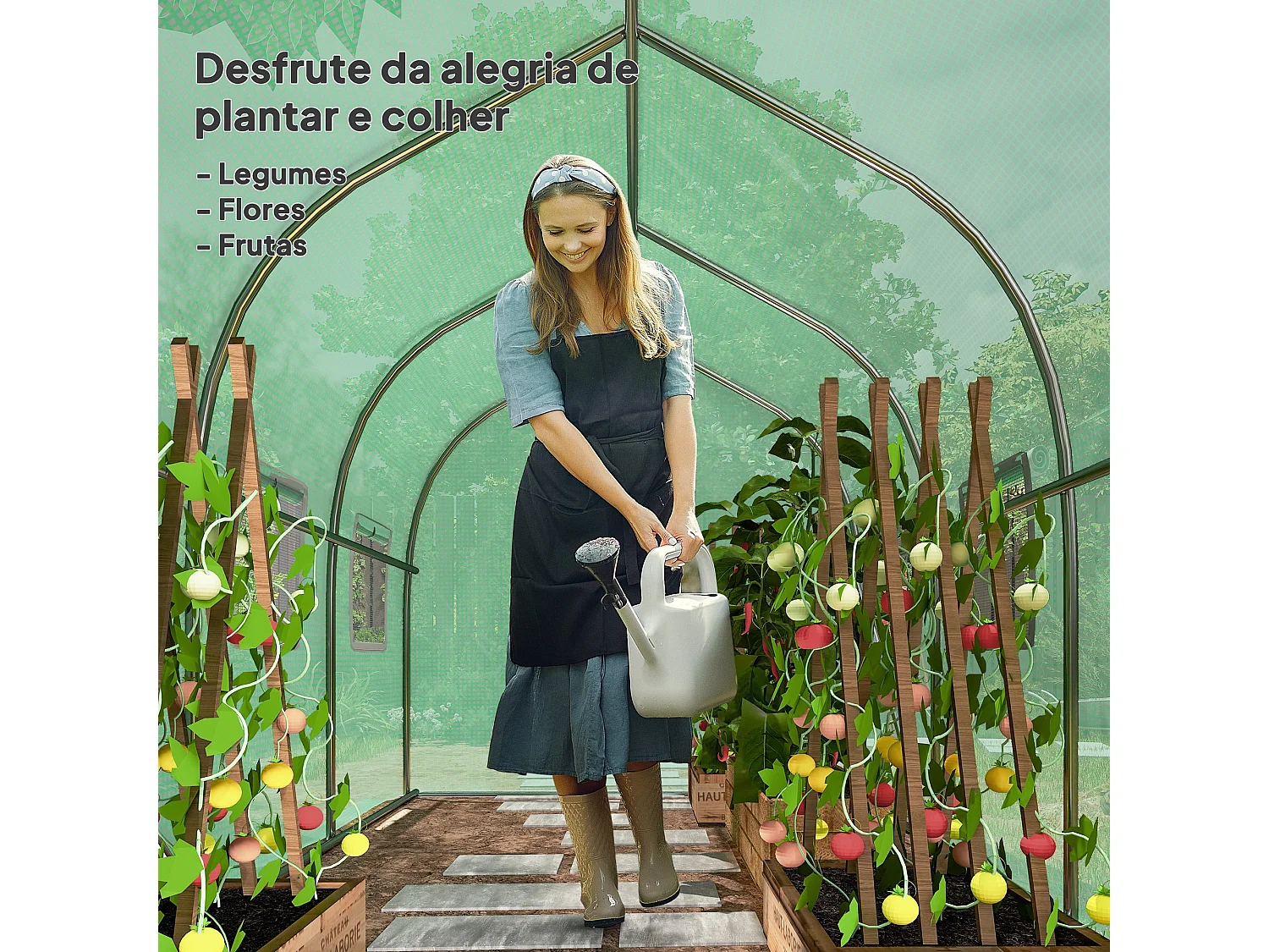 Estufa Túnel 3x2x2 m para Cultivo de Plantas com 6 Janelas e Porta de Acesso