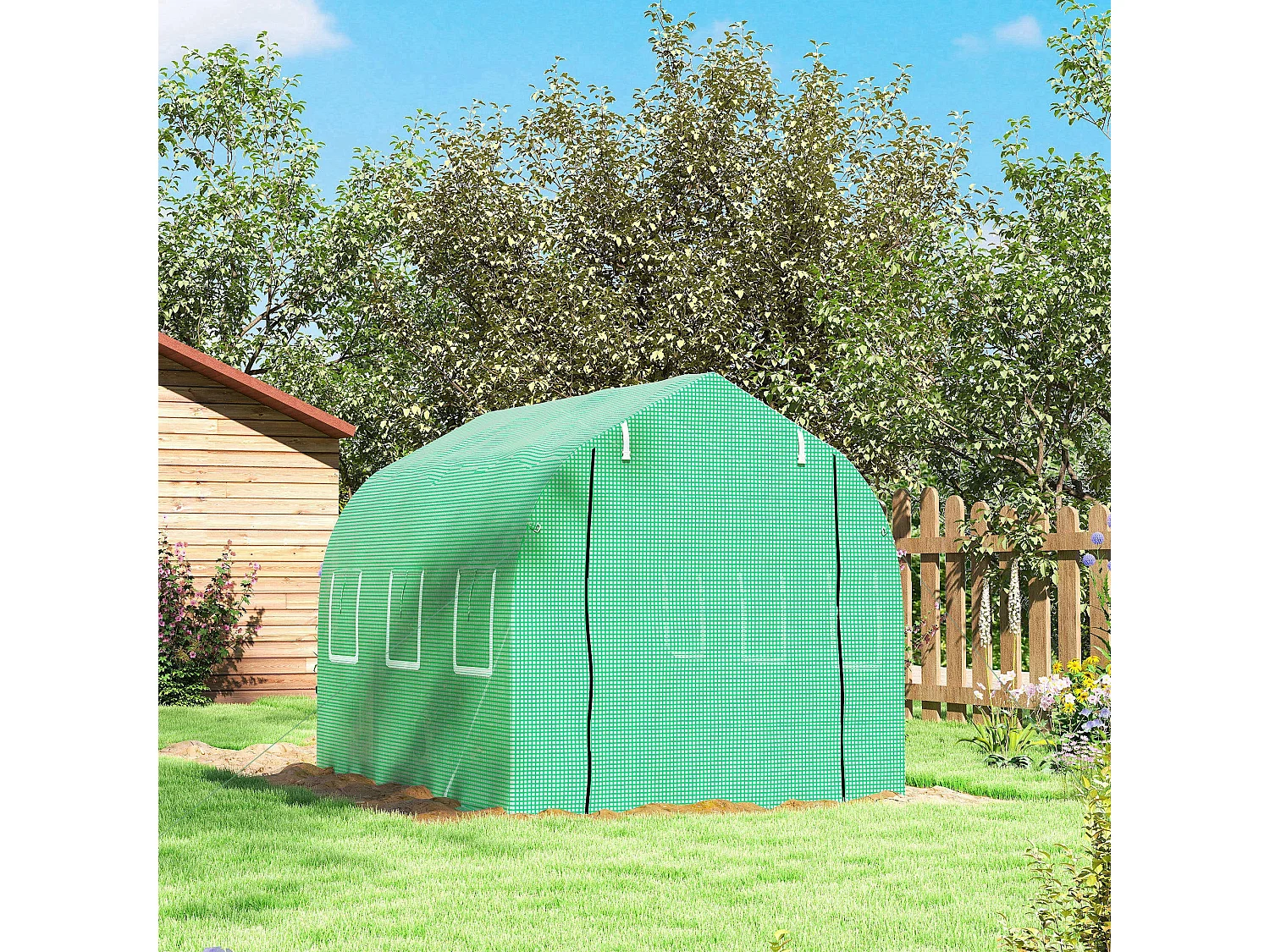 Estufa Túnel 3x2x2 m para Cultivo de Plantas com 6 Janelas e Porta de Acesso