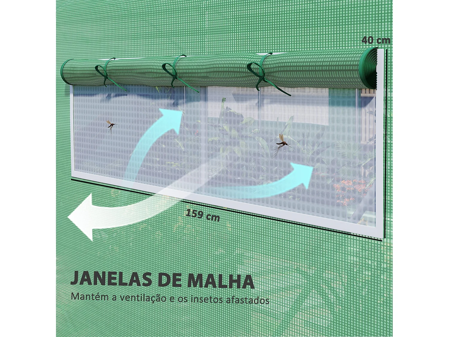 Estufa Túnel 6x3x2 m para Jardim com Janelas de Malha e Portas Enroláveis - Cultive o Seu Jardim Durante Todo o Ano
