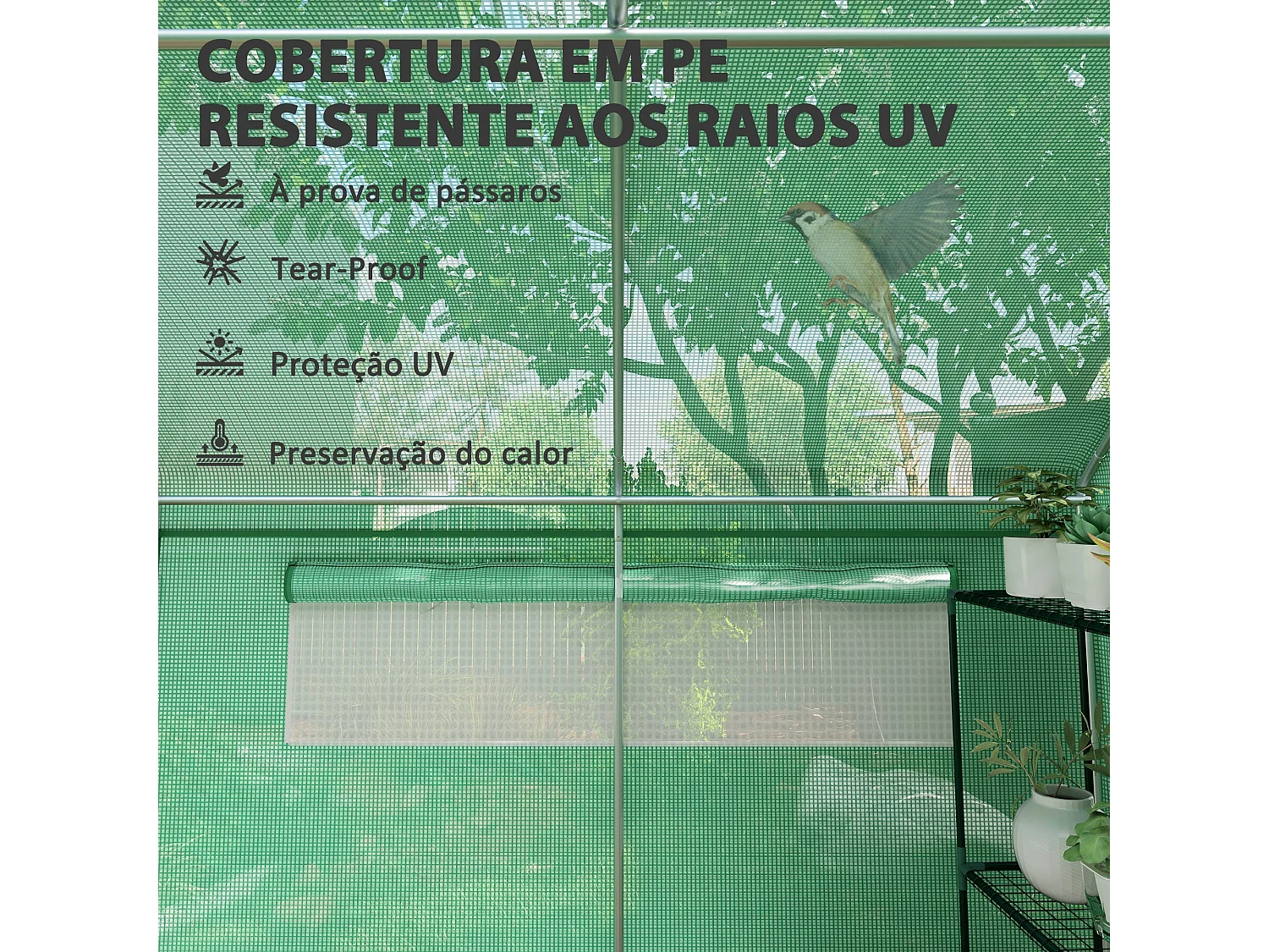 Estufa Túnel 6x3x2 m para Jardim com Janelas de Malha e Portas Enroláveis - Cultive o Seu Jardim Durante Todo o Ano