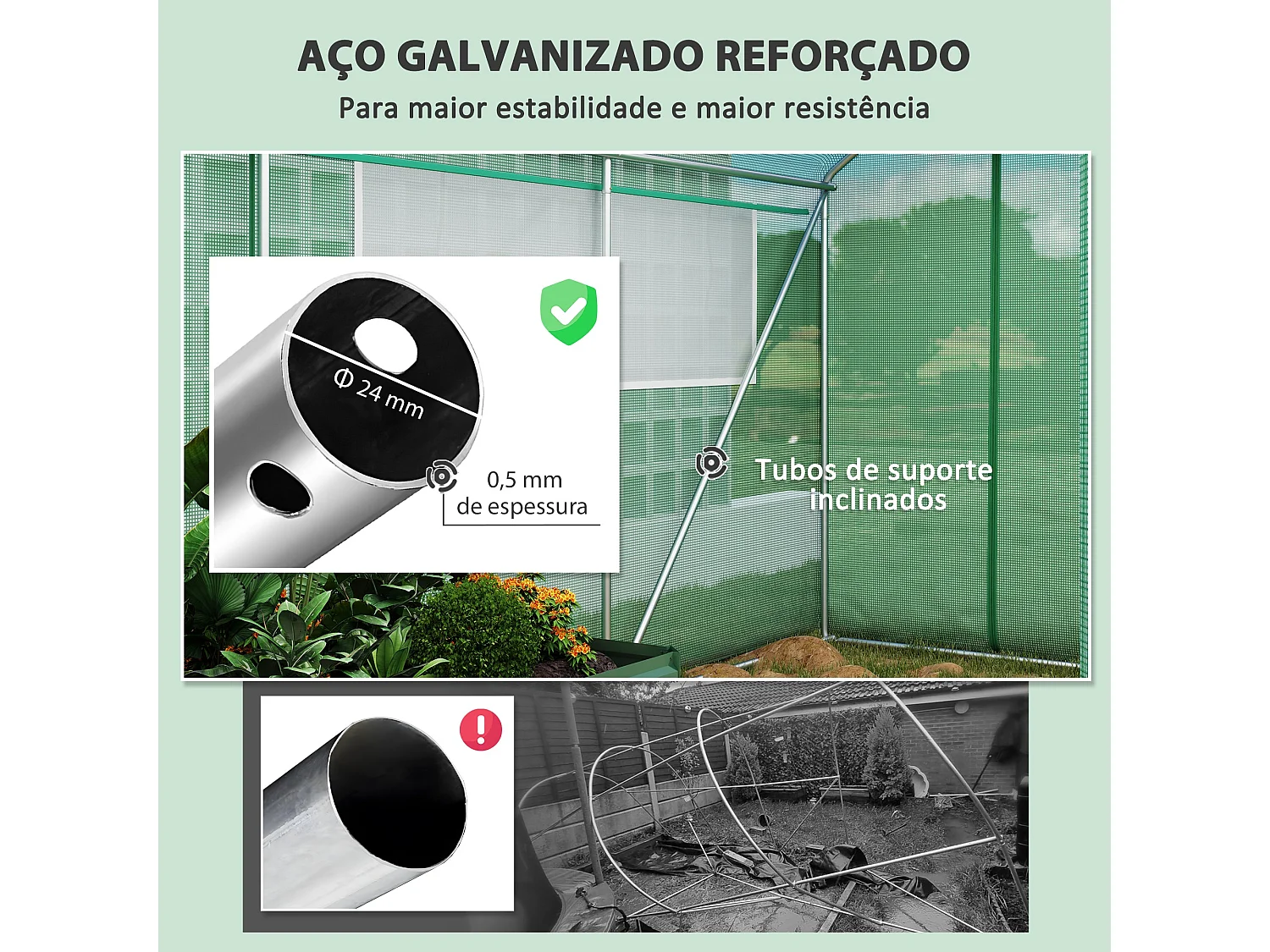 Estufa Túnel 6x3x2 m para Jardim com Janelas de Malha e Portas Enroláveis - Cultive o Seu Jardim Durante Todo o Ano