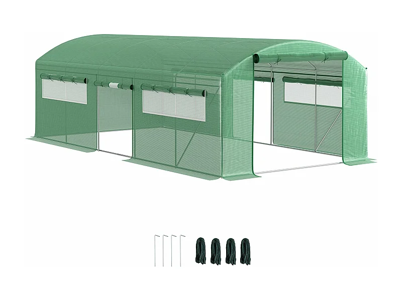 Estufa Túnel 6x3x2 m para Jardim com Janelas de Malha e Portas Enroláveis - Cultive o Seu Jardim Durante Todo o Ano