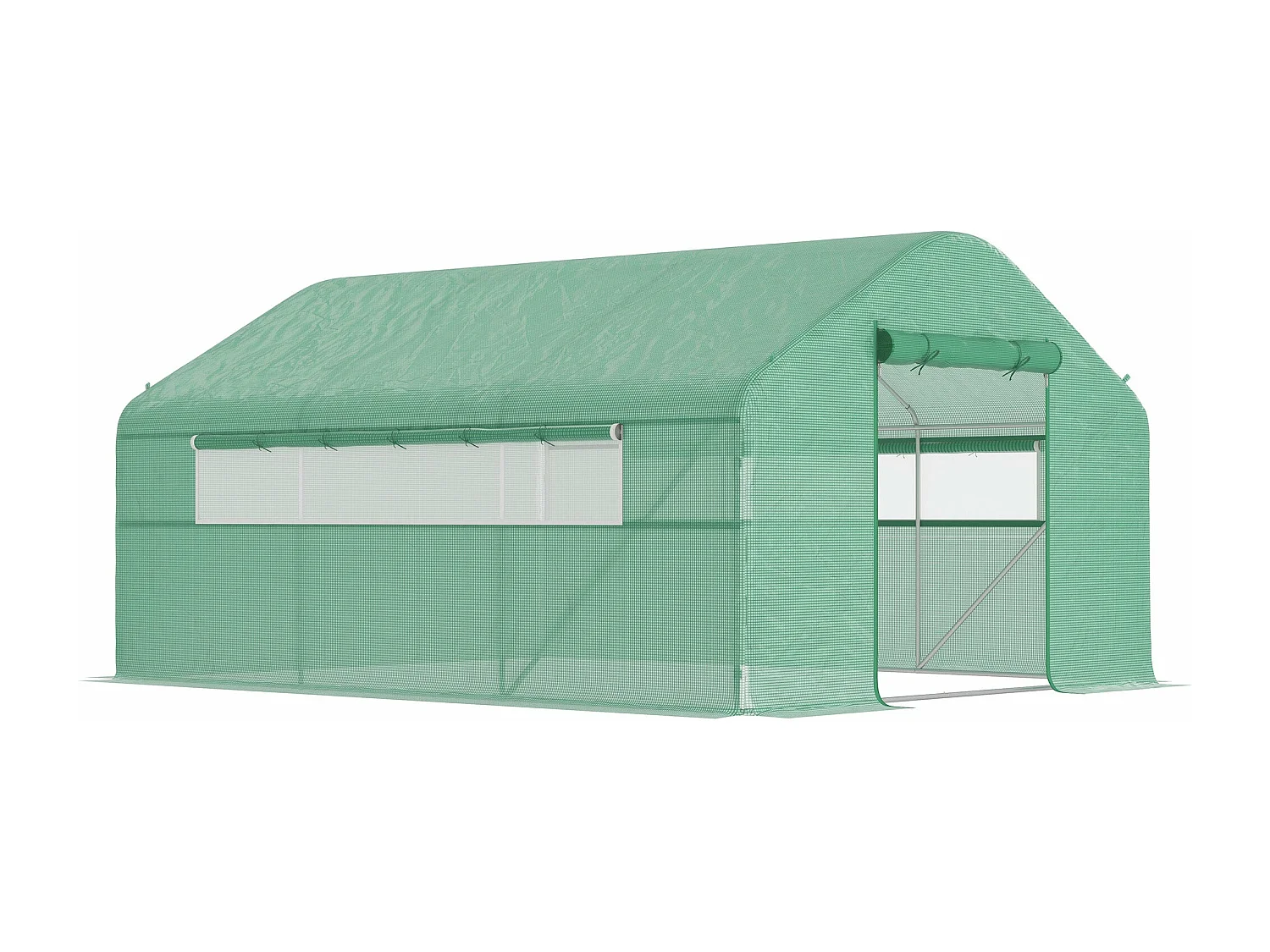 Estufa Túnel 4x3x2 m com Janelas e Porta de Enrolar para Jardim e Pátio