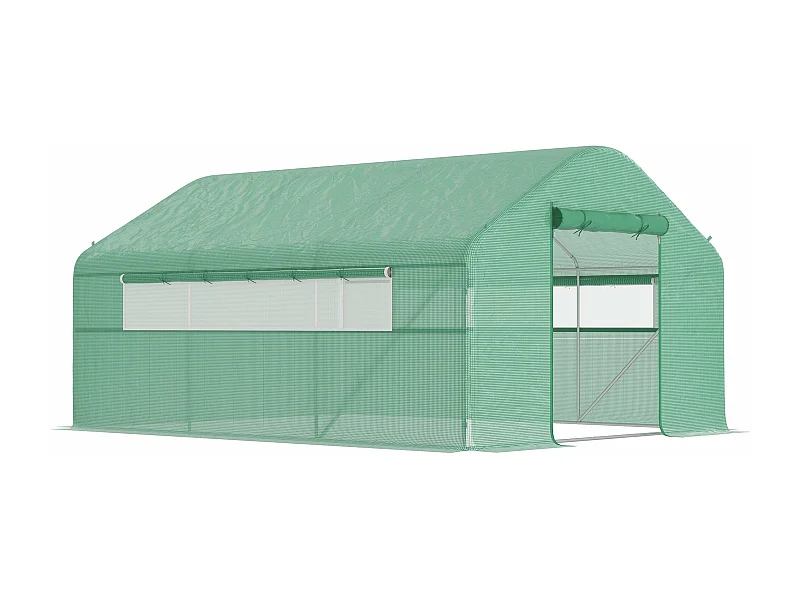 Estufa Túnel 4x3x2 m com Janelas e Porta de Enrolar para Jardim e Pátio